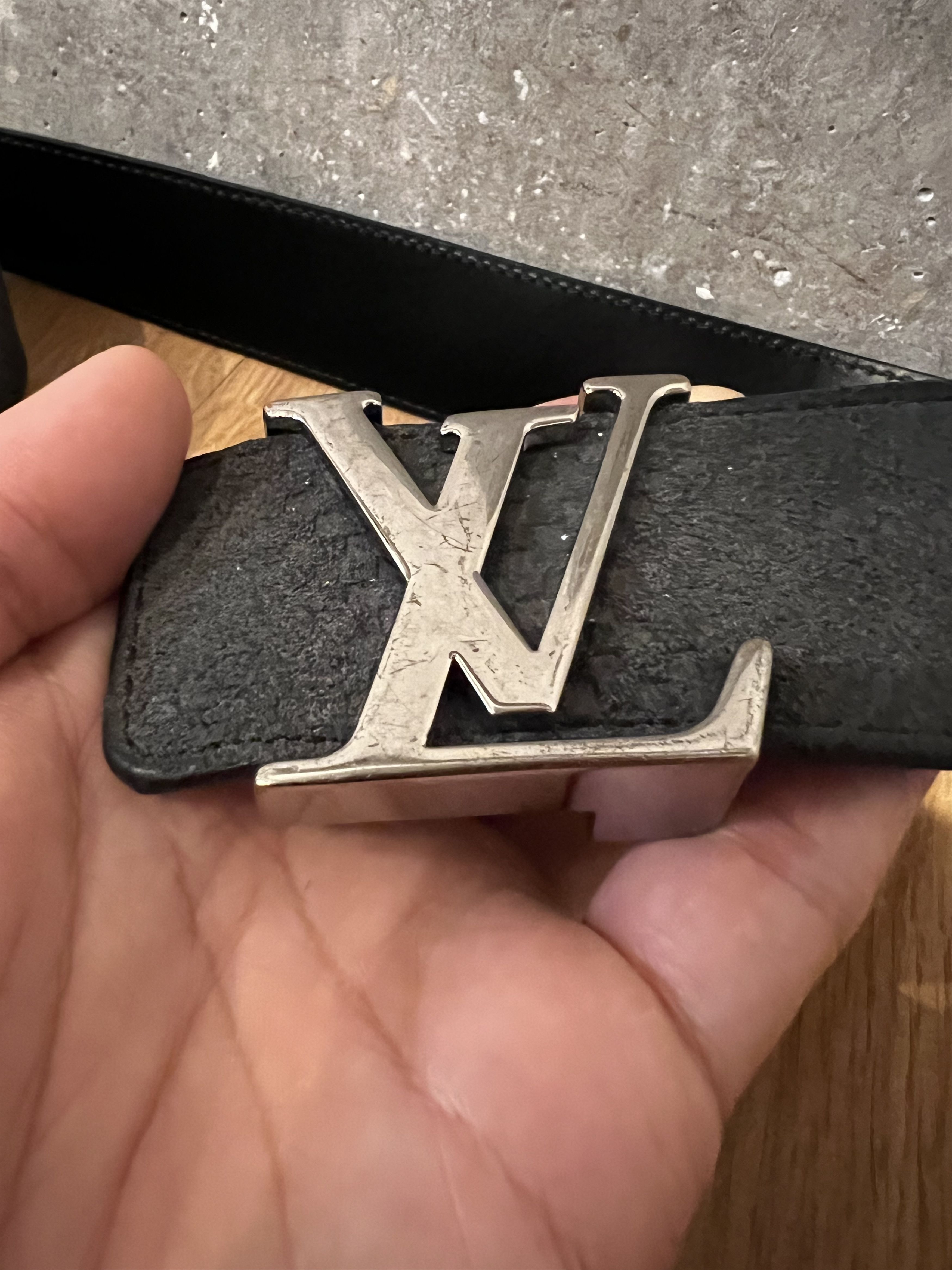 Louis Vuitton Louis Vuitton Initiales Mini Damier Suede Carbone Belt Size 38 - 4 Thumbnail