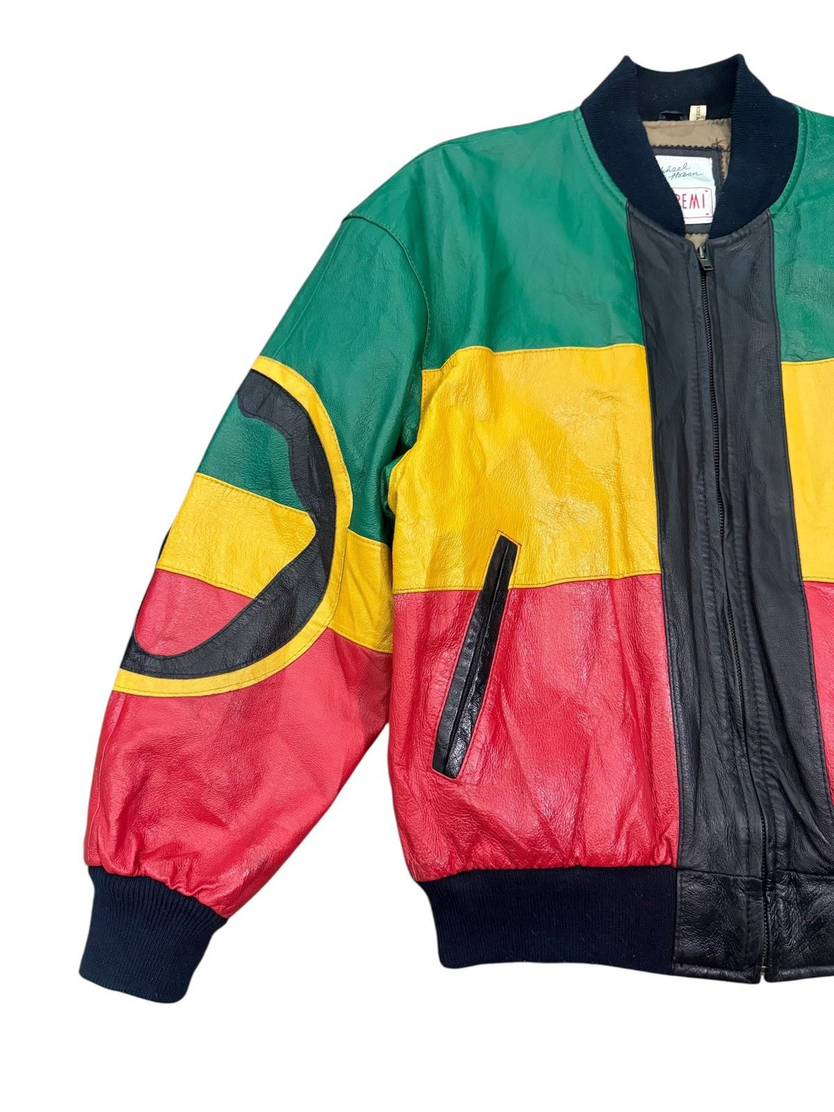 Michael Hoban RARE VINTAGE MICHAEL HOBAN RASTA LEATHER BOMBERS JACKET Size US M / EU 48-50 / 2 - 5 Thumbnail
