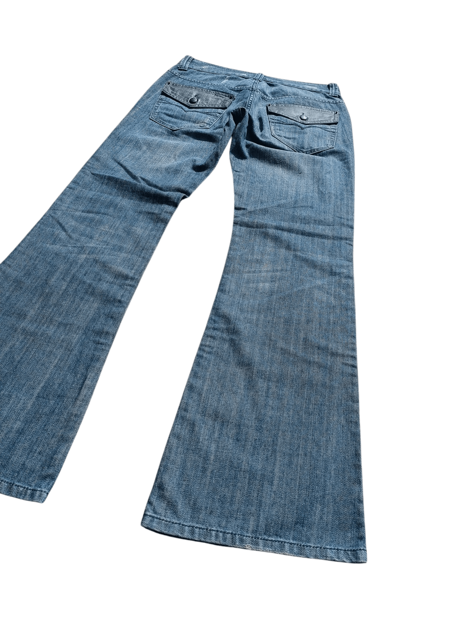 Guess × Japanese Brand FLARED 💥 90s Guess Jeans Distress Whiskers Denim Size US 32 / EU 48 - 5 Thumbnail