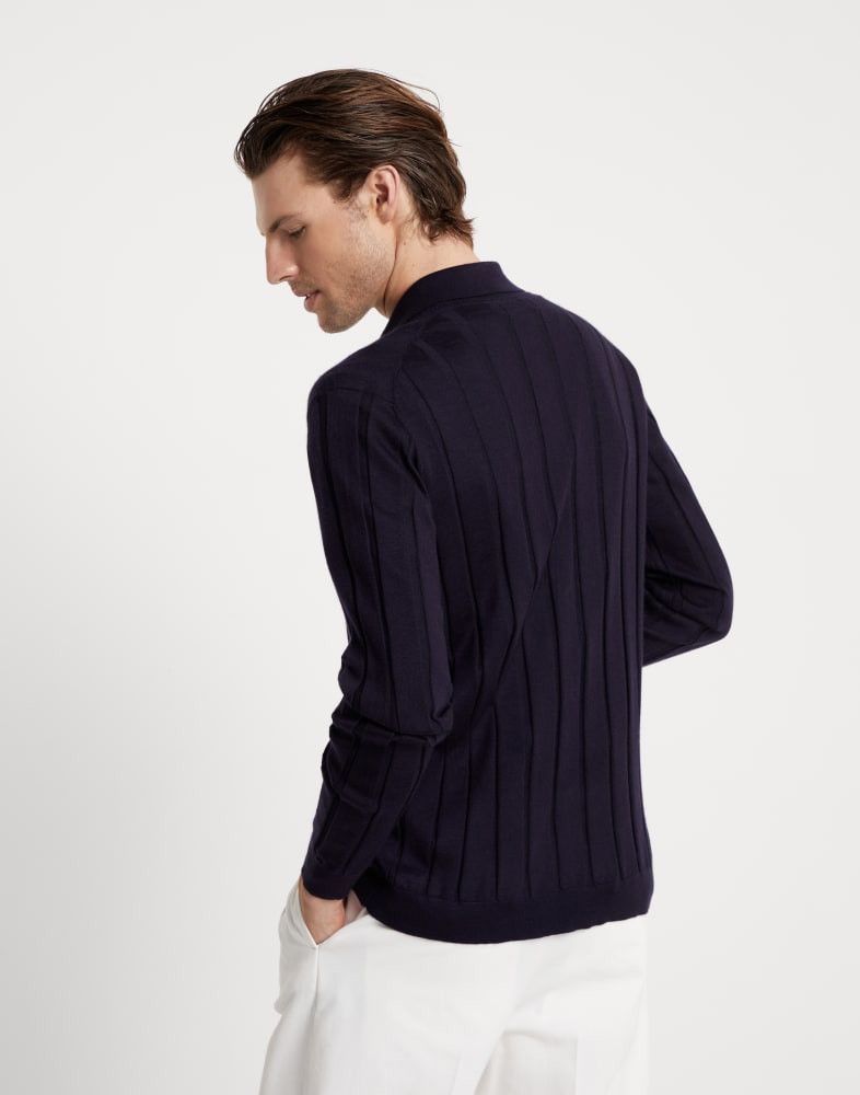 Brunello Cucinelli o1w1db10825 Ribbed Cashmere Cardigan in Navy Blue Size US M / EU 48-50 / 2 - 5 Thumbnail