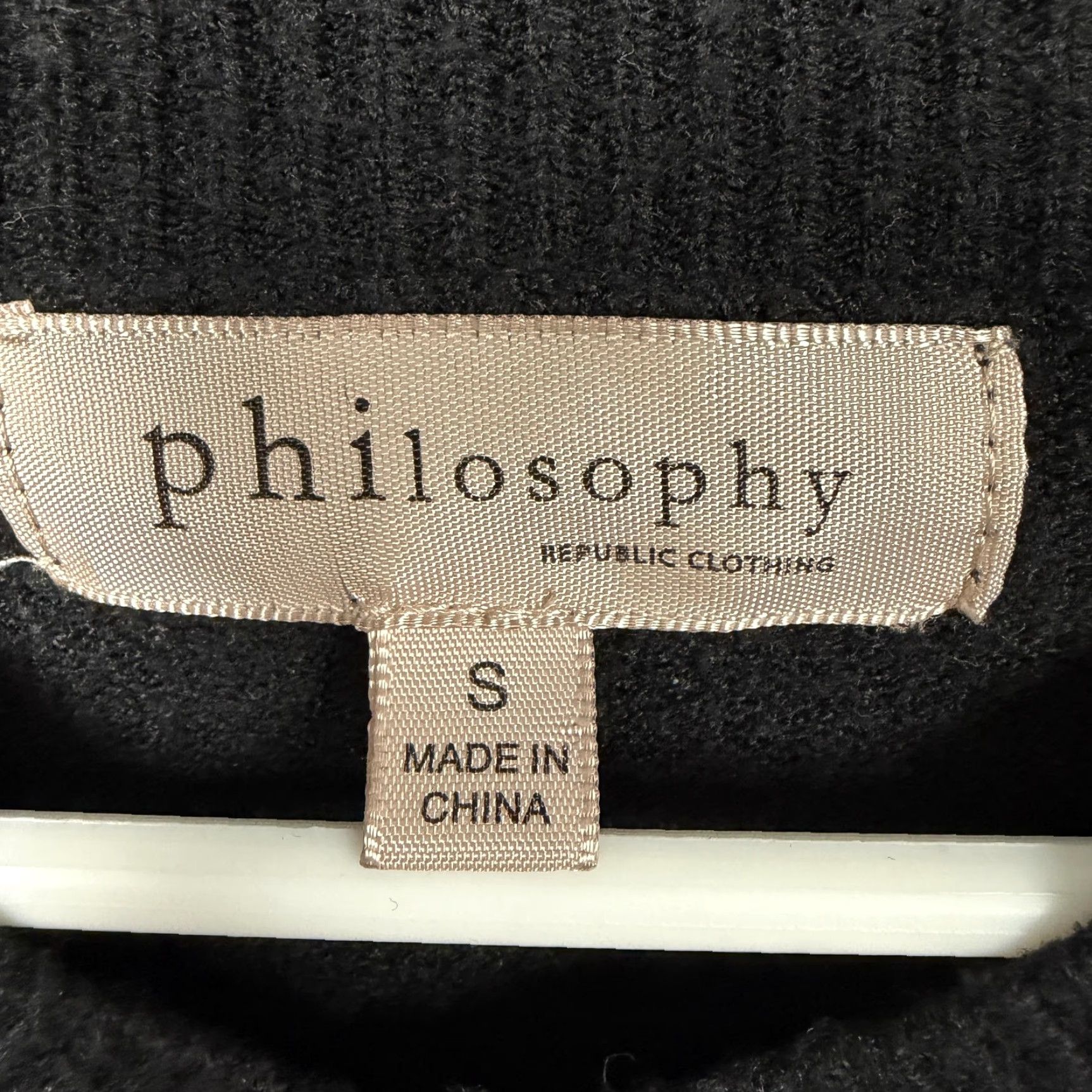 Vintage Philosophy Sweater Women S Black V-Neck Ribbed Knit Pullover Grunge Gothic Layering Knit Shirt Size S / US 4 / IT 40 - 5 Thumbnail