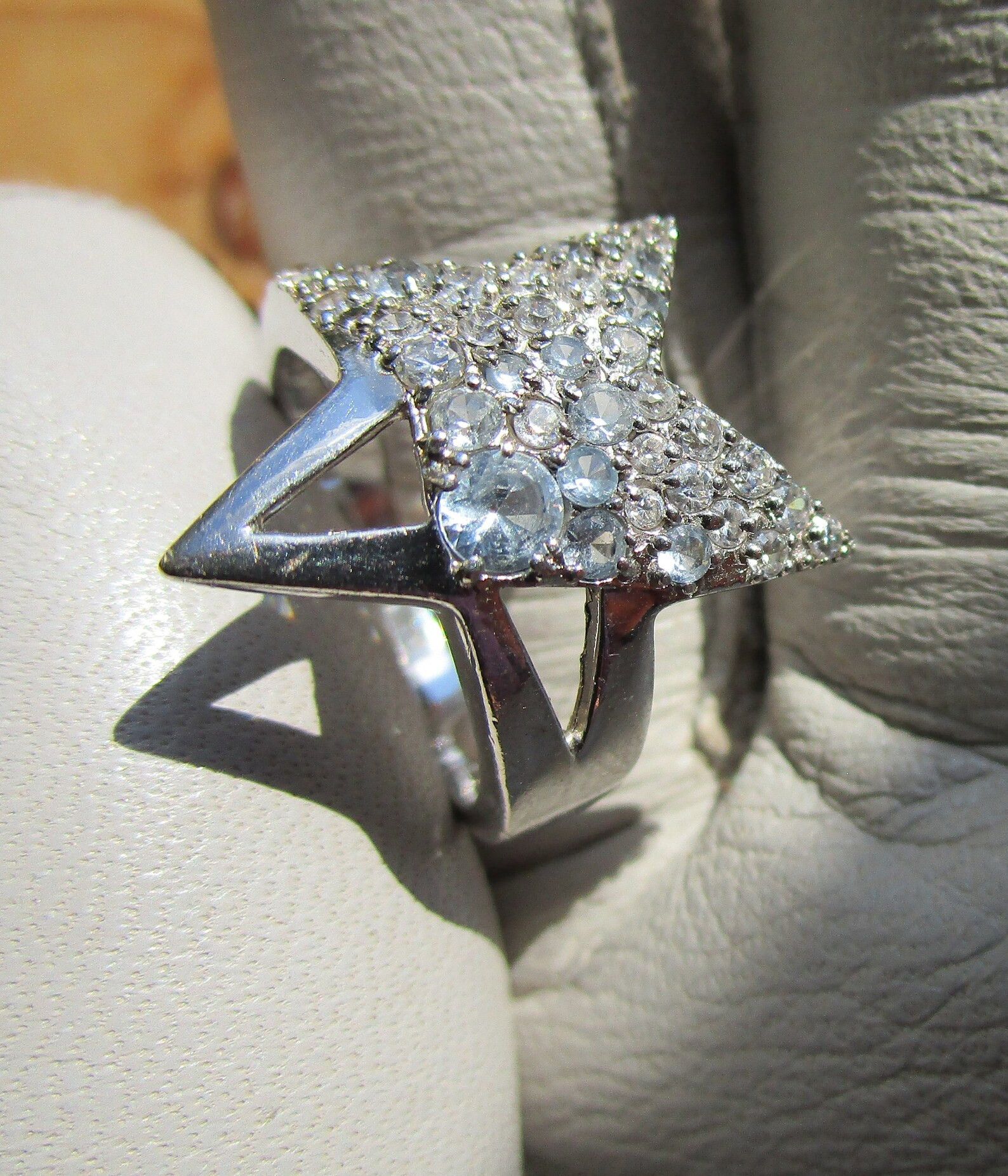 Mugler Star Ring Blue Gem .925 Silver Size ONE SIZE - 8 Thumbnail