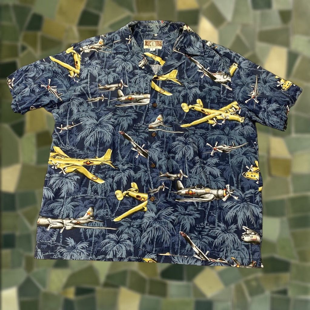 Vintage VINTAGE Kalaheo Aloha Camp Shirt Men's Large Blue Airplane Print Button-Up Made in Hawaii USA Size US L / EU 52-54 / 3 - 1 Thumbnail