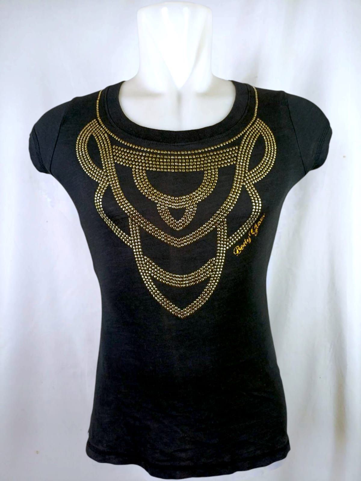 Body Glove BODY GLOVE Black & Gold Embellished Peplum Halter Top Size US M / EU 48-50 / 2 - 16 Thumbnail