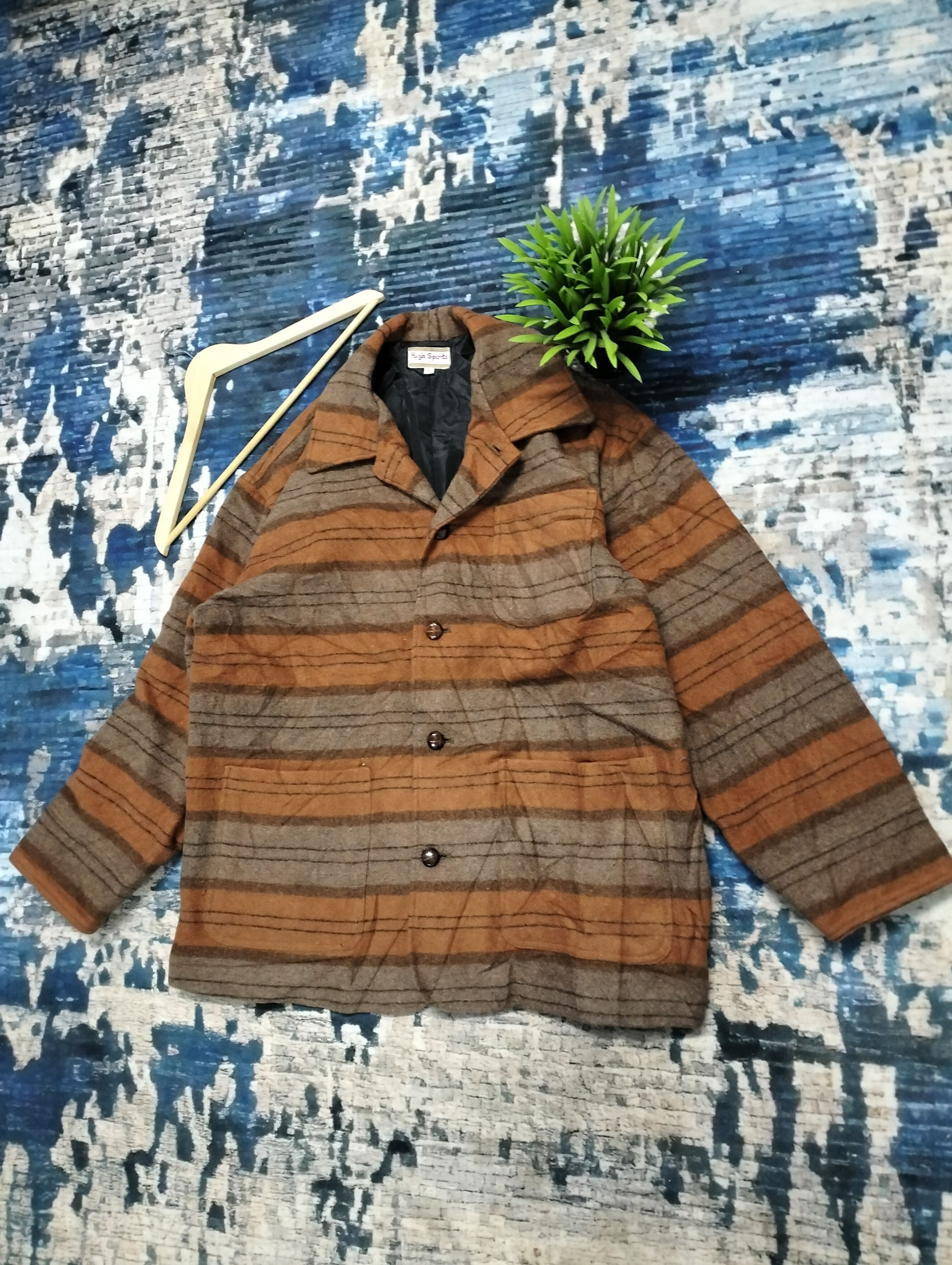 Other Vintage Wool Japanese Jacket stripe design Streetwear Size US L / EU 52-54 / 3 - 1 Thumbnail