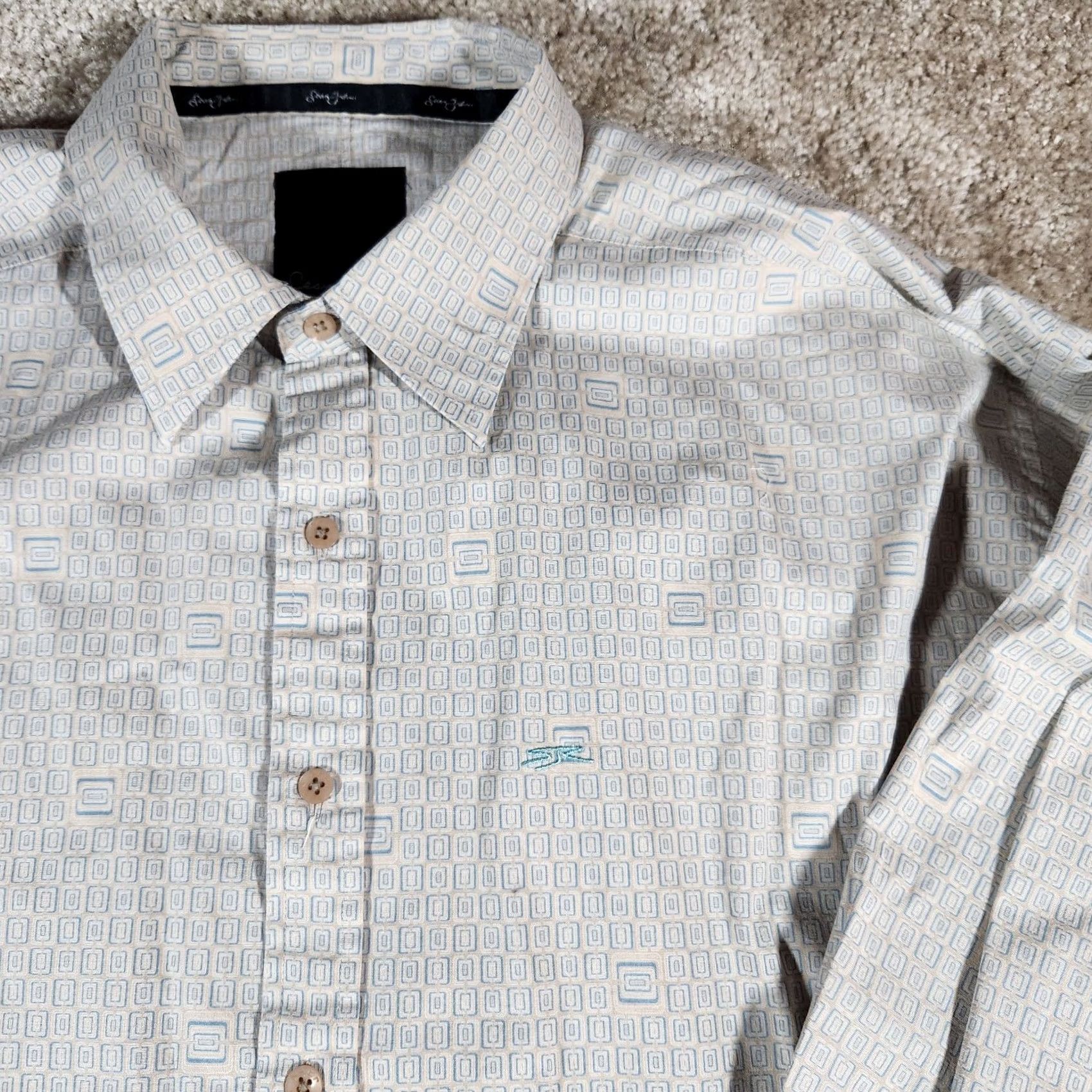 Sean John Sean John Shirt Mens 2XL Beige Geometric Long Sleeve Button Cotton Classic 90s Size US XXL / EU 58 / 5 - 2 Thumbnail