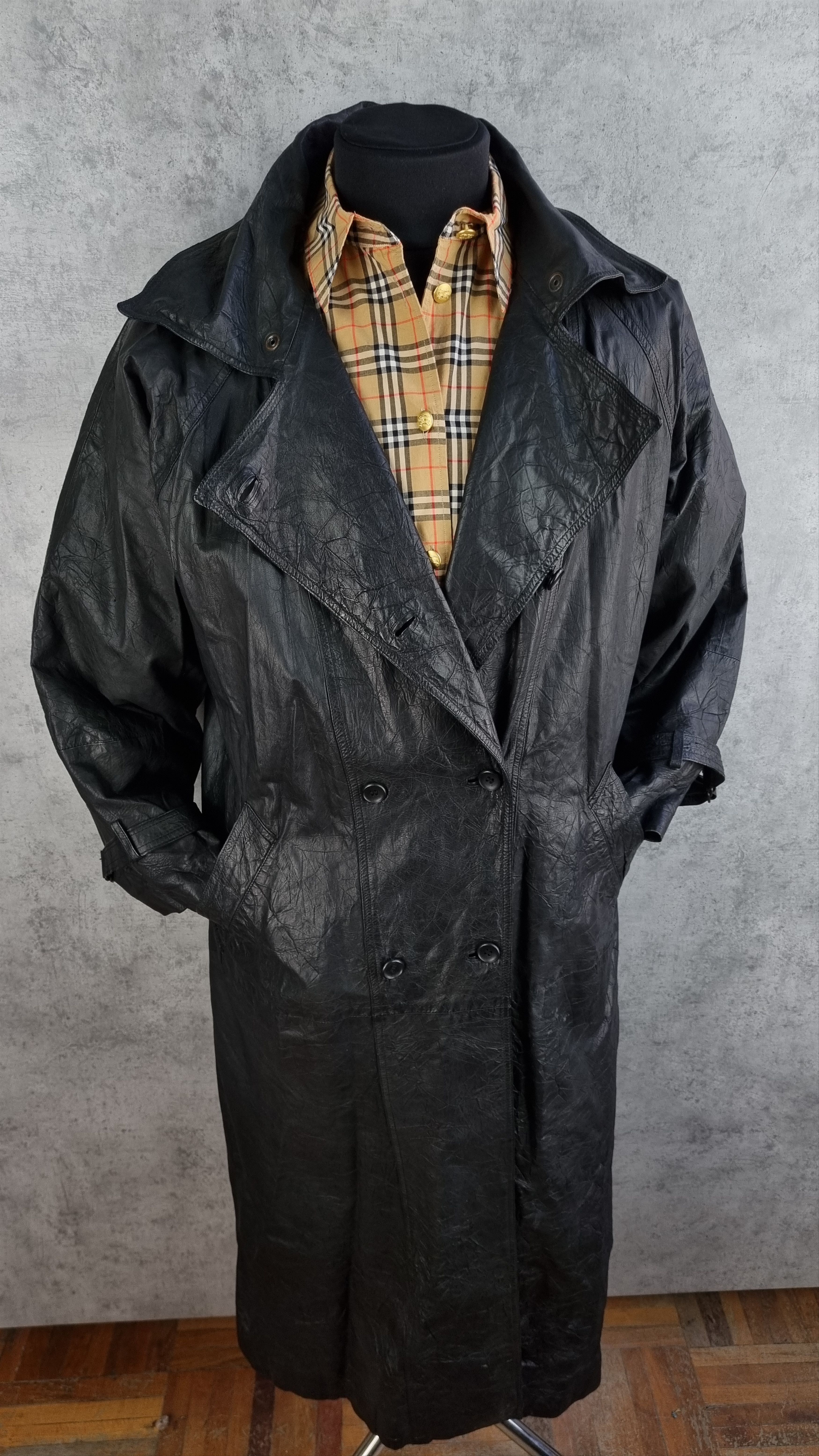 Japanese Brand Unique Double Breasted Long Leather Coat Vintage Trench Size US L / EU 52-54 / 3 - 6 Thumbnail