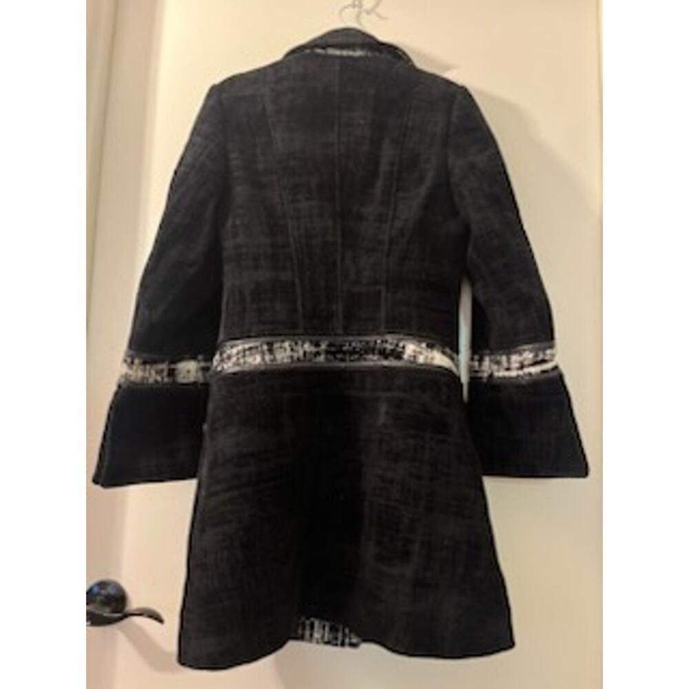 Designer Amulet Women's Black Velvet Plaid Long Coat Size M Size M / US 6-8 / IT 42-44 - 3 Thumbnail