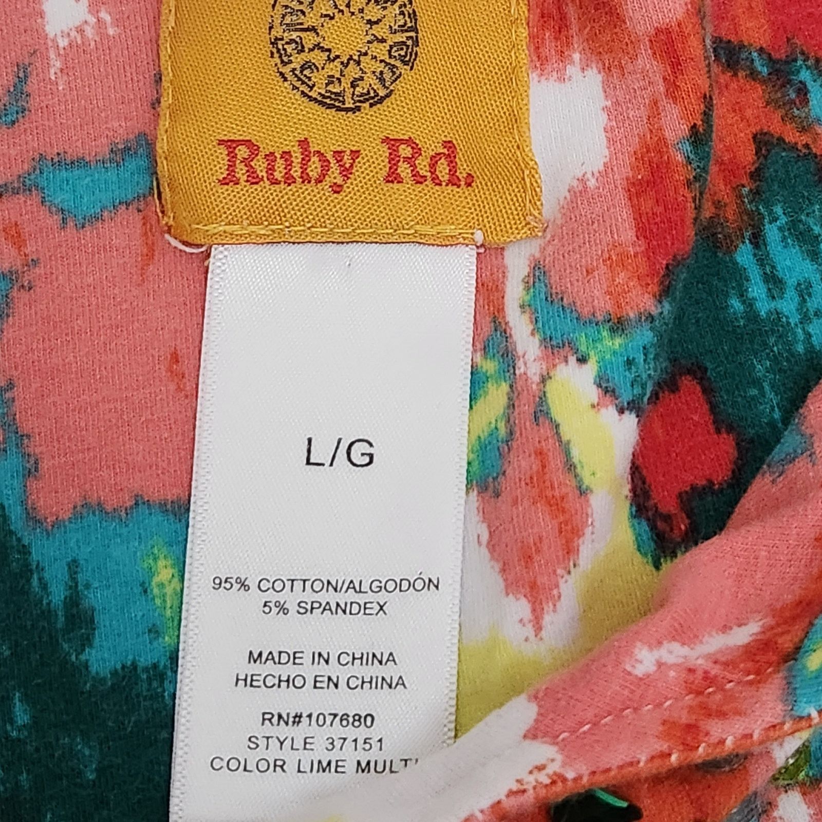 Other Ruby Rd. Pink Teal Yellow Abstract Rhinestone Bodice Top L Size L / US 10 / IT 46 - 5 Thumbnail