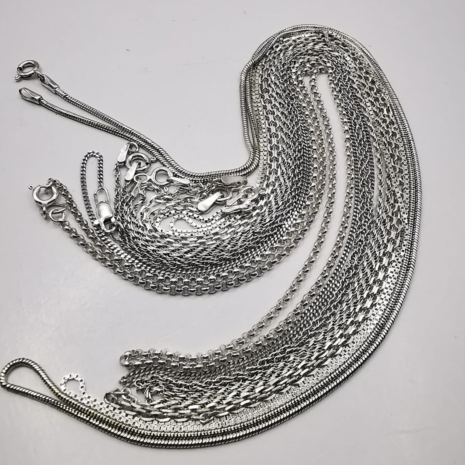 Sterling Silver Vintage 7 Chains Necklece,925 Sterling Silver,Signed, 29,68g Size ONE SIZE - 1 Thumbnail