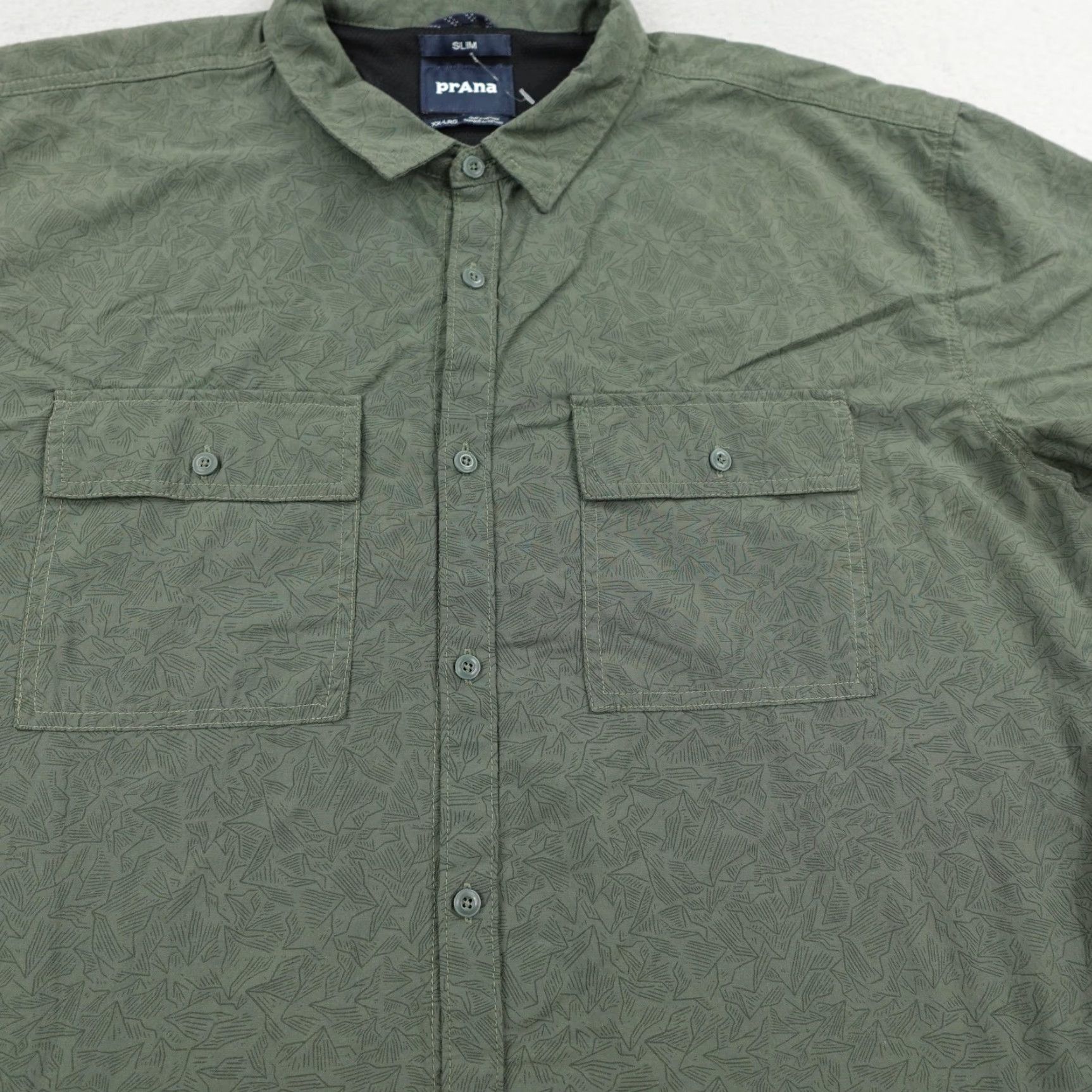 Prana Prana Shirt Mens 2XL Green Sutherlin Printed Button Up Slim Fit Vented Fishing Size US XXL / EU 58 / 5 - 3 Thumbnail