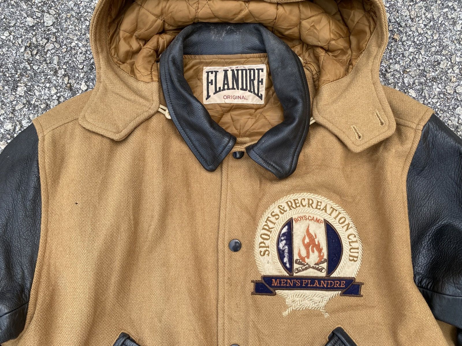 Vintage Men’s Flandre Original Boys Camp Leather Bomber Jacket Size US XL / EU 56 / 4 - 3 Thumbnail