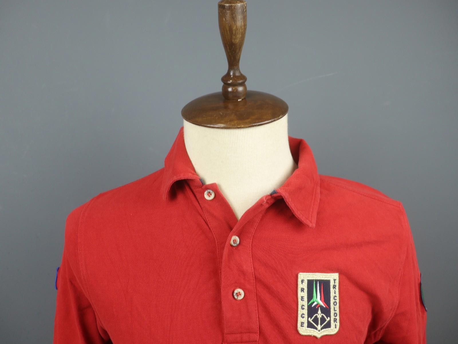 Designer Frecce Tricolori Red Patch Logo Cotton Polo Shirt Size M Size US M / EU 48-50 / 2 - 2 Thumbnail