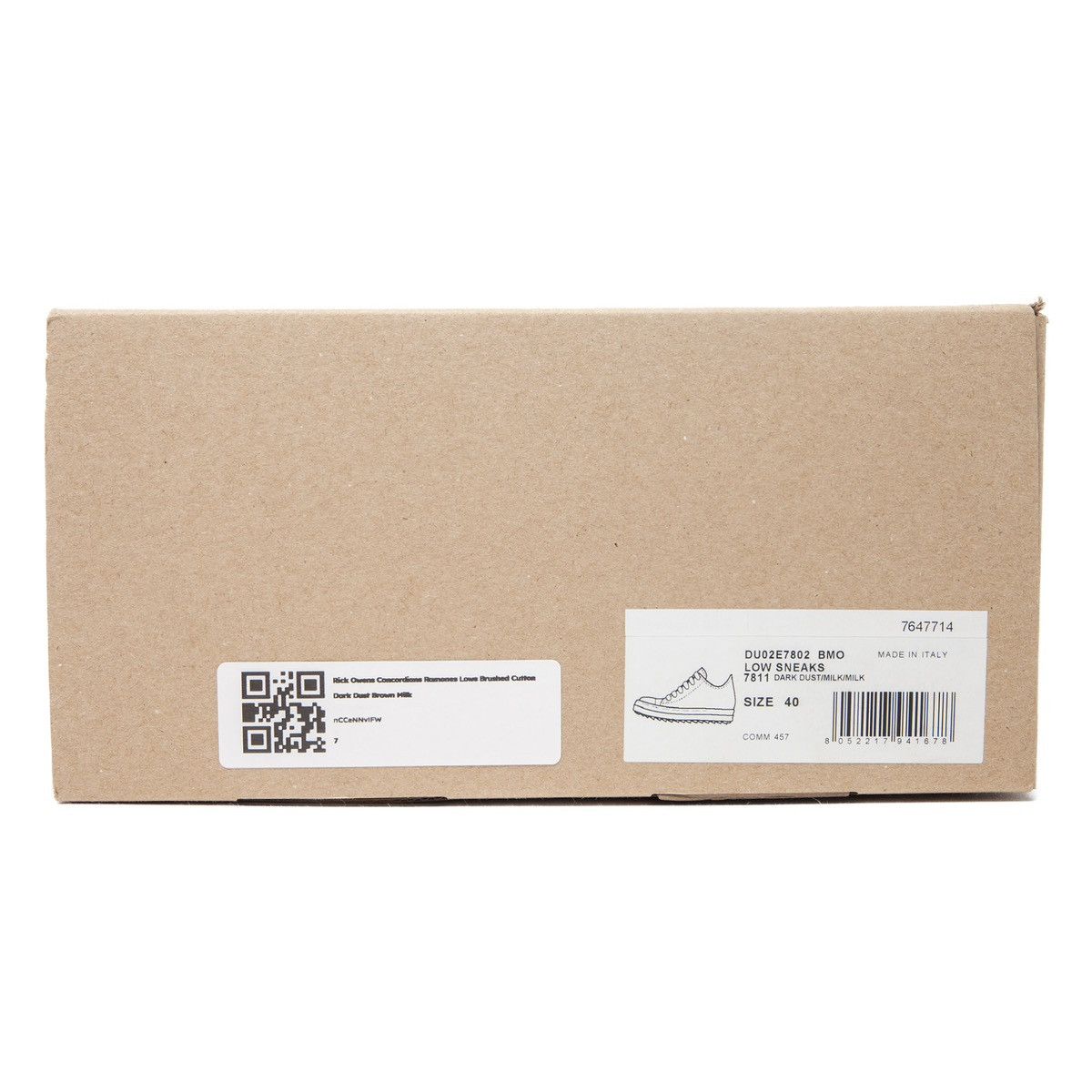 Rick Owens Concordians Ramones Lows Brushed Cutton Dark Dust Brown Milk Size US 7 / EU 40 - 9 Thumbnail