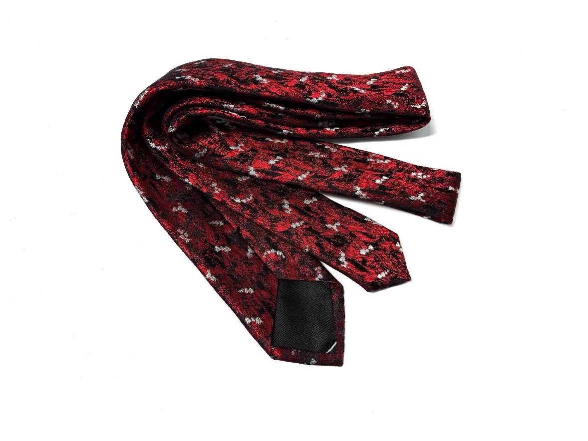 Dior Dior Homme 17SS Black & Red Painted Lily Tie Size ONE SIZE - 3 Thumbnail