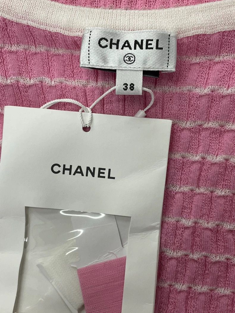 Chanel chanel 24 pink and white colour-matched striped double C v Size XS / US 0-2 / IT 36-38 - 4 Thumbnail