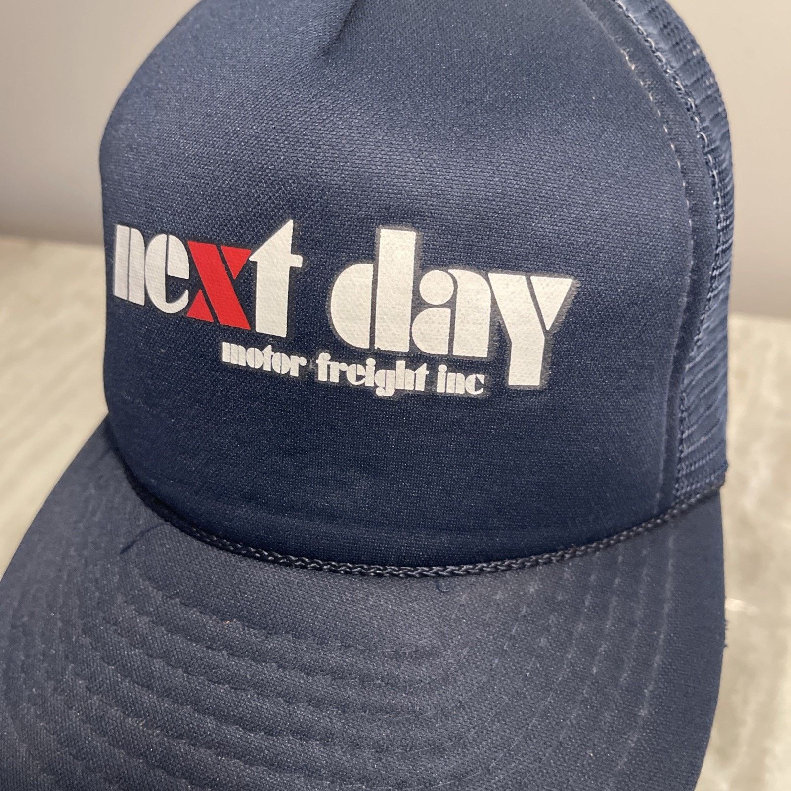 Vintage Vtg Next Day Motor Freight Hat Snap Back Blue Mesh Trucker Size ONE SIZE - 3 Thumbnail