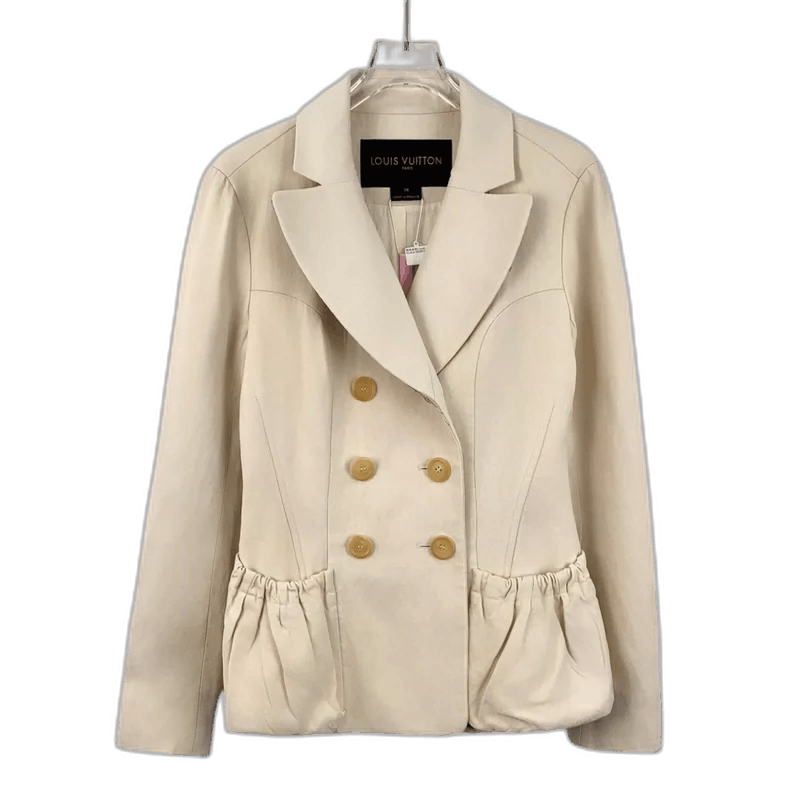 Louis Vuitton Louis Vuitton Beige Cotton Double-Breasted Jacket-yf Size US S / EU 44-46 / 1 - 1 Thumbnail