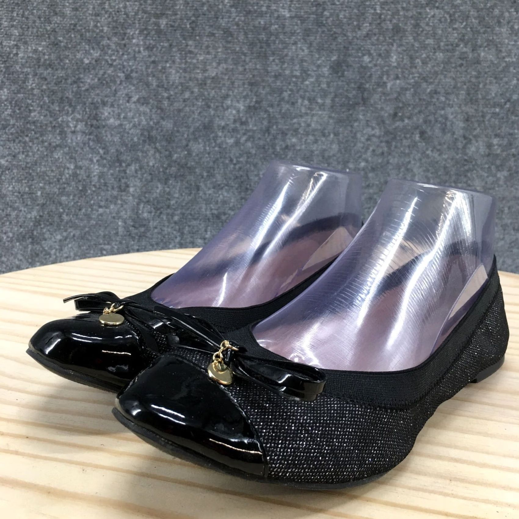 Vintage Cato Ballet Flats Womens 7.5M Black Bow Cap Toe Slip On Casual Comfort Shoes Size ONE SIZE - 4 Thumbnail