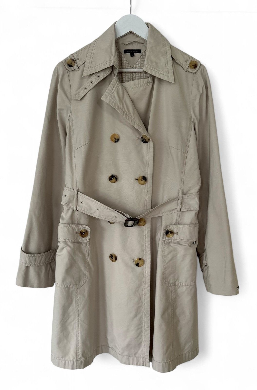 Tommy Hilfiger Tommy Hilfiger Beige Belted Trench Coat Women's Size XL Size XL / US 12-14 / IT 48-50 - 1 Thumbnail