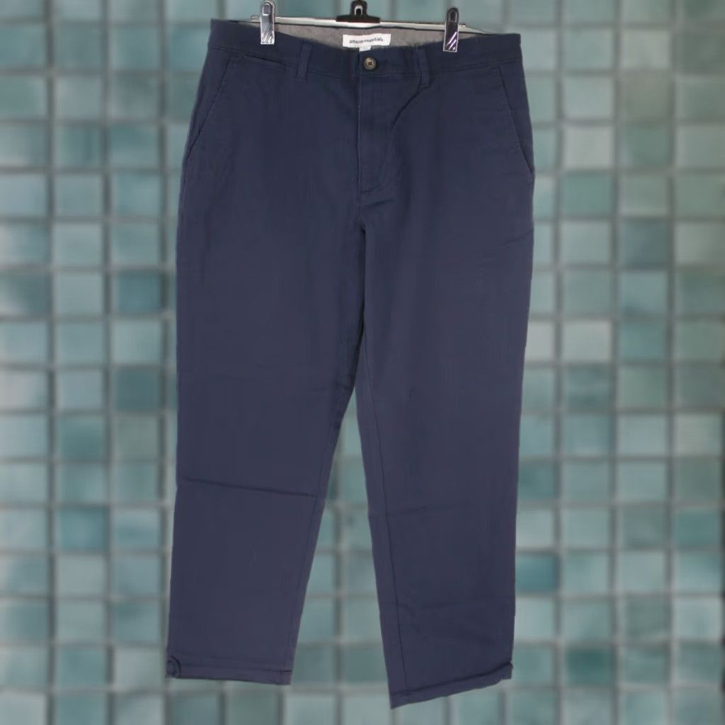 Essentials Essentials Mens Classic Fit Straight Leg Chino Pants Blue Size 34X32 All Season Casual Formal Slim 34W 32L Mens Pants Size US 34 / EU 50 - 1 Thumbnail