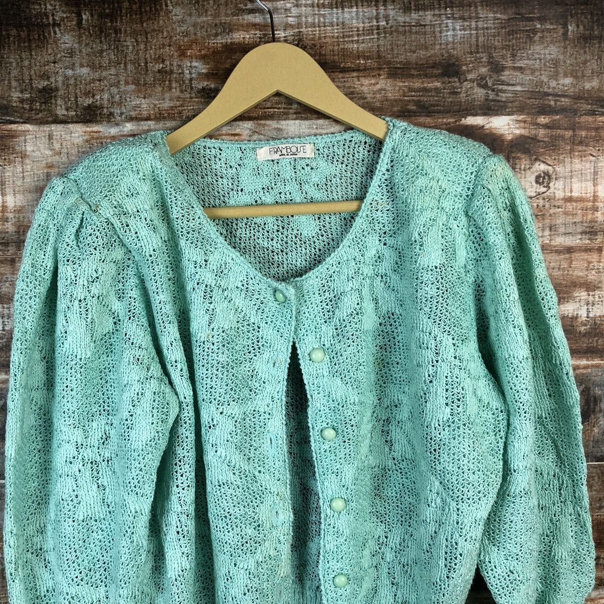 Homespun Knitwear × Japanese Brand Framboise Green Cardigan Knitwear #A963 Size S / US 4 / IT 40 - 5 Thumbnail