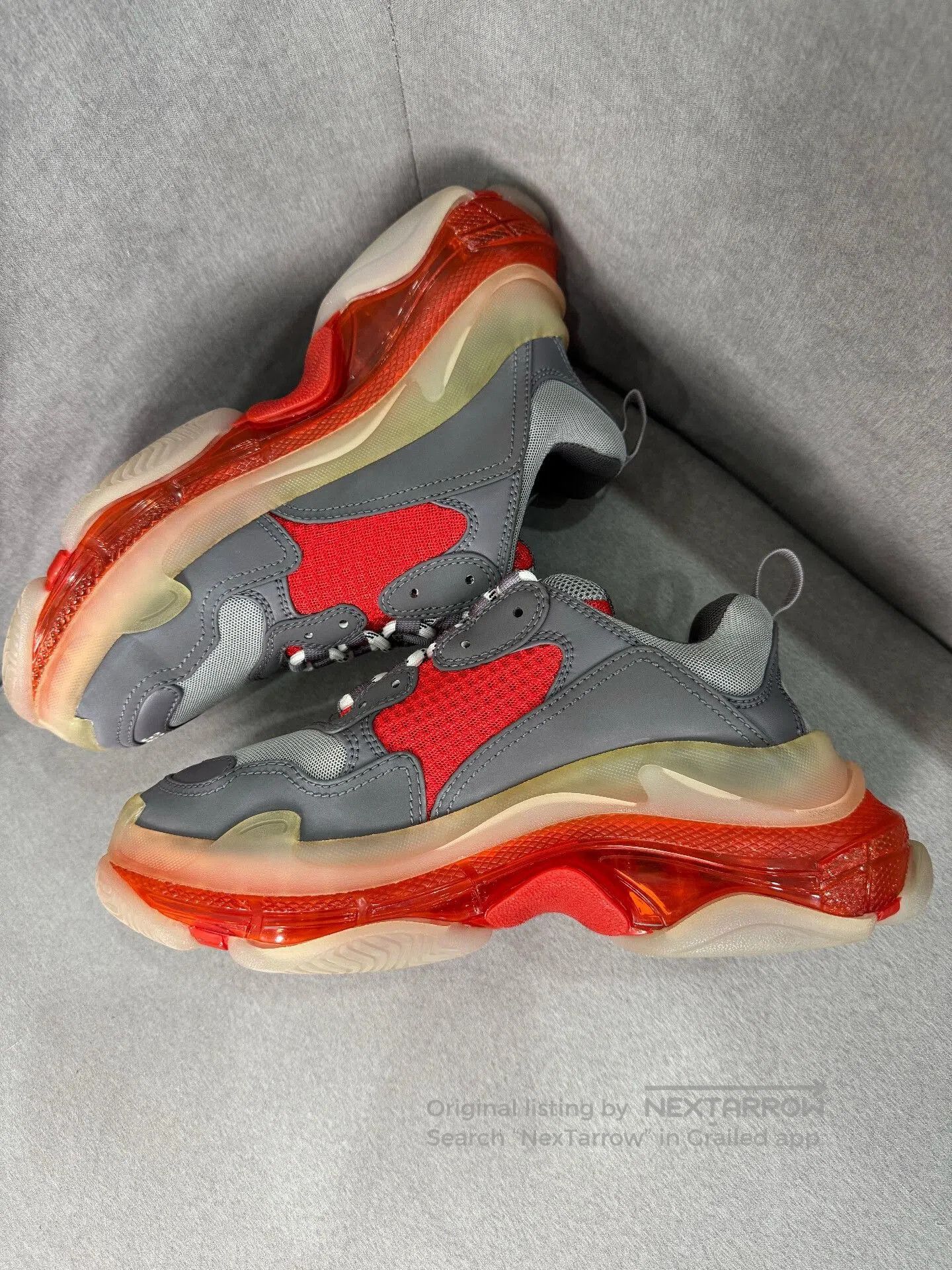 Balenciaga Balenciaga Triple S Gray Red Sneakers Size 39. Size US 6 / EU 39 - 4 Thumbnail