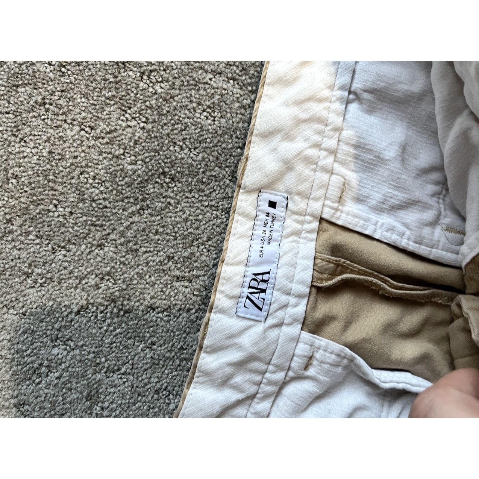 Zara VISA Man Chino Pants Size 34 Regular Fit Cotton Blend Beige Khakis Business Casual Classic Size US 34 / EU 50 - 5 Thumbnail