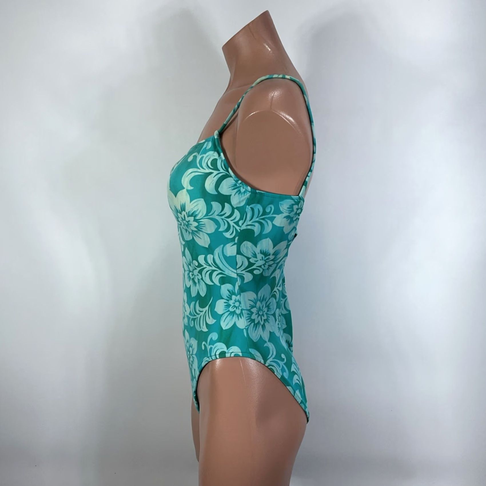 AQUA VINTAGE Leilani One Piece Swimsuit Aqua Blue Floral Hi-Cut 90s Y2K Womens Size 10 Size ONE SIZE - 7 Thumbnail