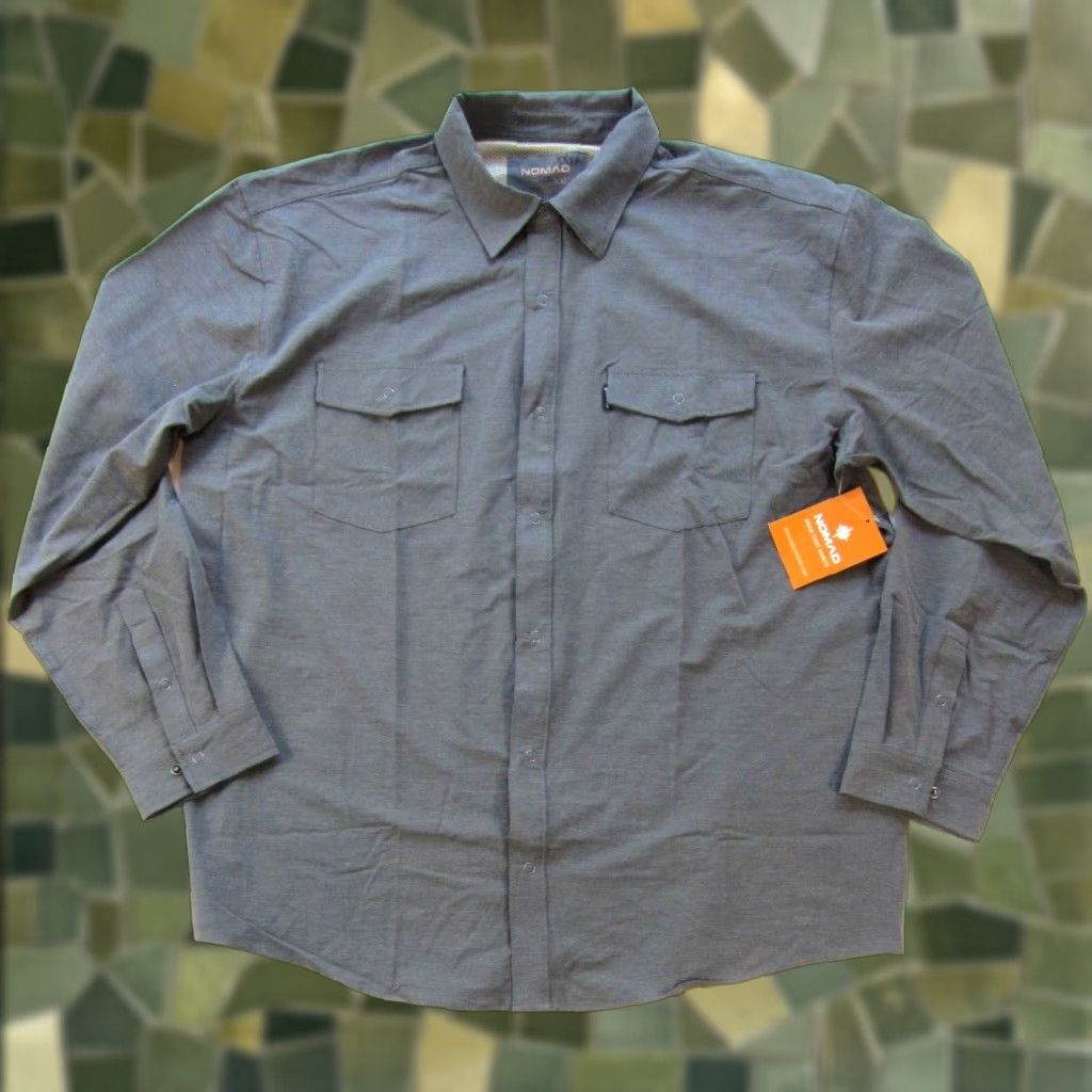 Nomad NWT Nomad Grey Stretch Snap Button Down Long Sleeve Banquet Shirt Men XXL Size US XXL / EU 58 / 5 - 1 Thumbnail