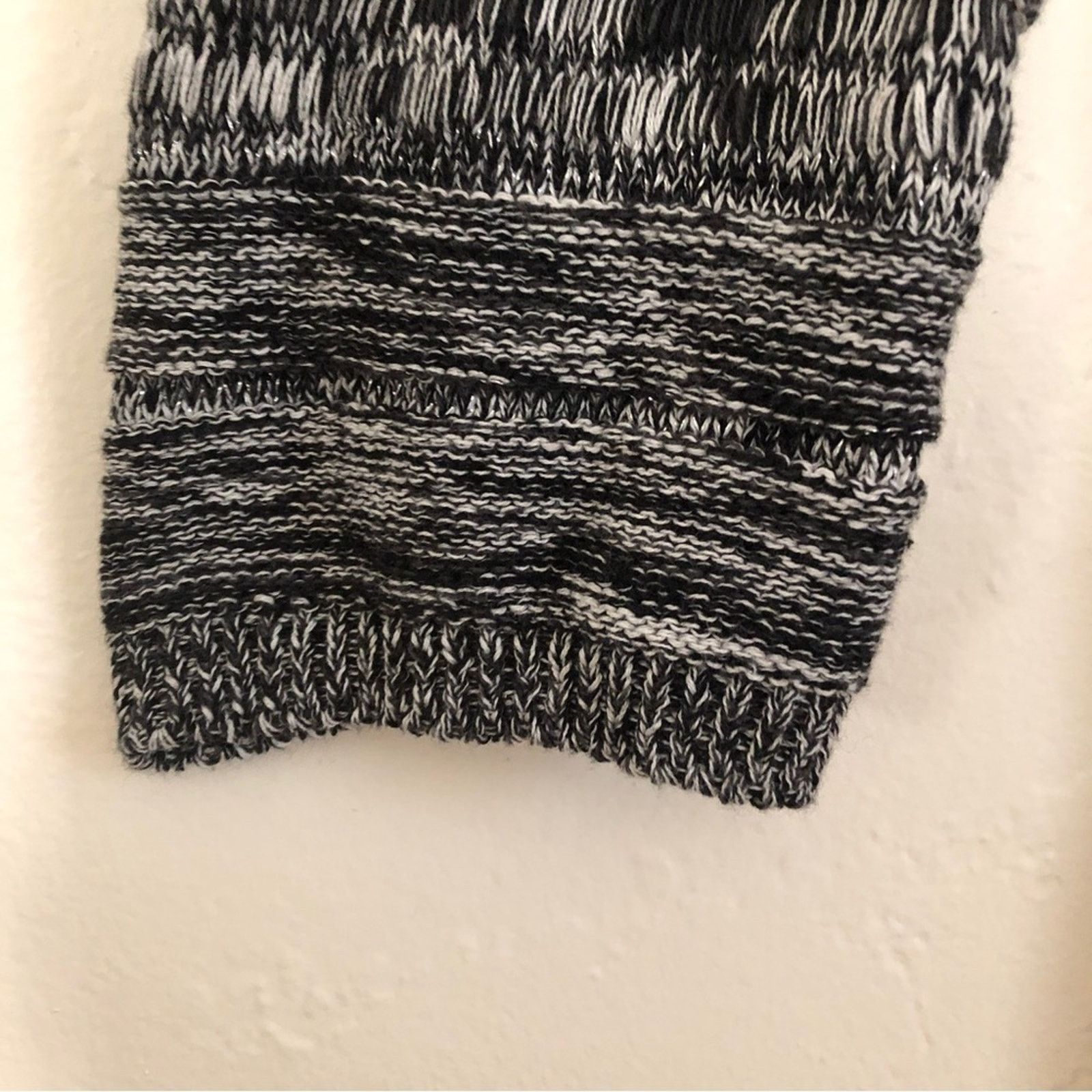 Other Style & Co. Knit Black Gray White Draped Cardigan Sweater Size L / US 10 / IT 46 - 4 Thumbnail