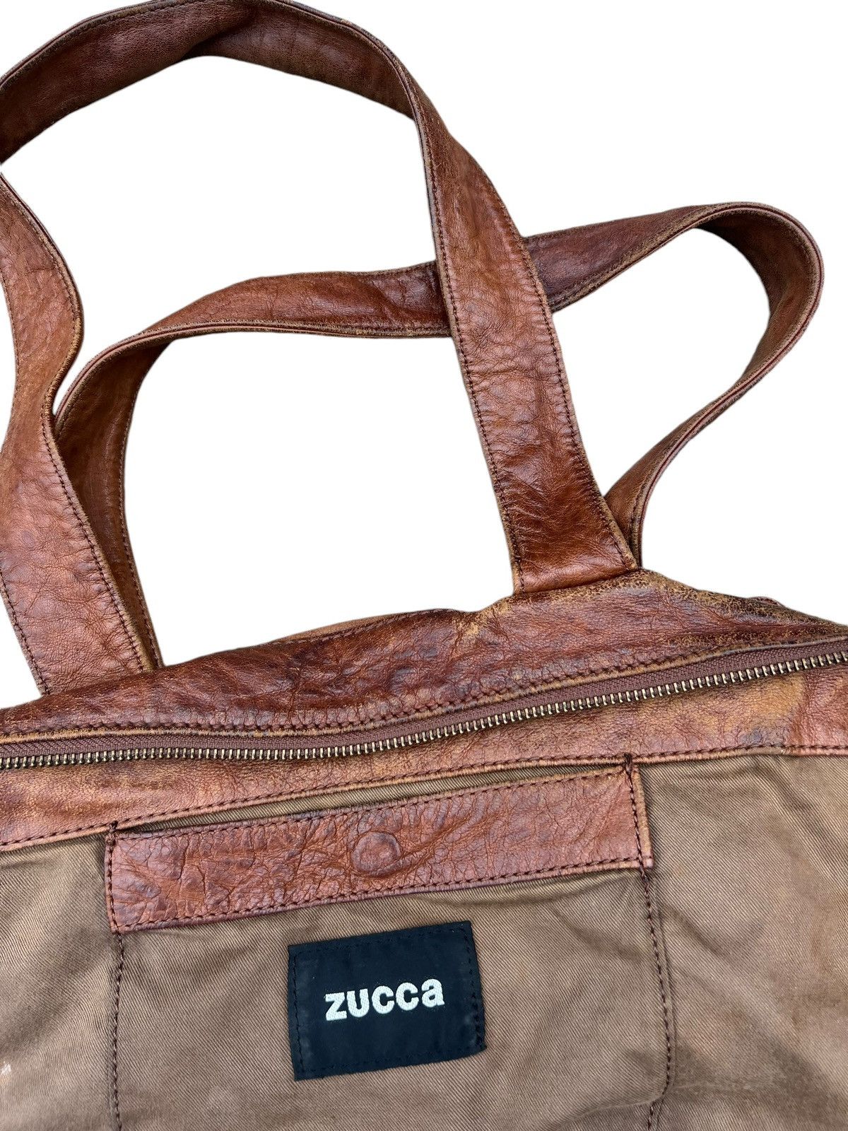 Leather Trashed Zucca Japan Distress Patina Leather Bag Tote Size ONE SIZE - 24 Thumbnail