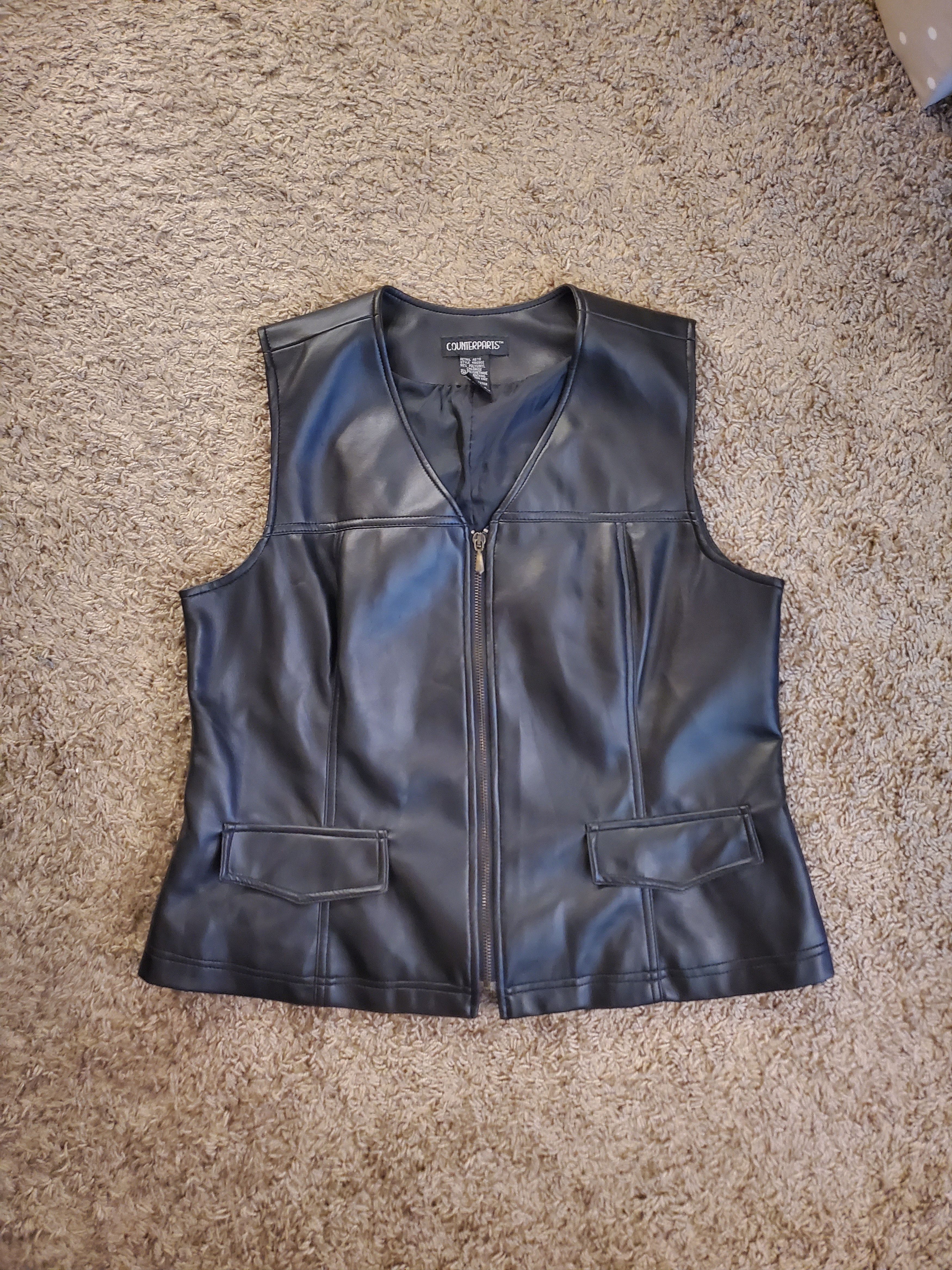 Other Women's black faux leather zip-up vest (size 14) Size L / US 10 / IT 46 - 1 Thumbnail