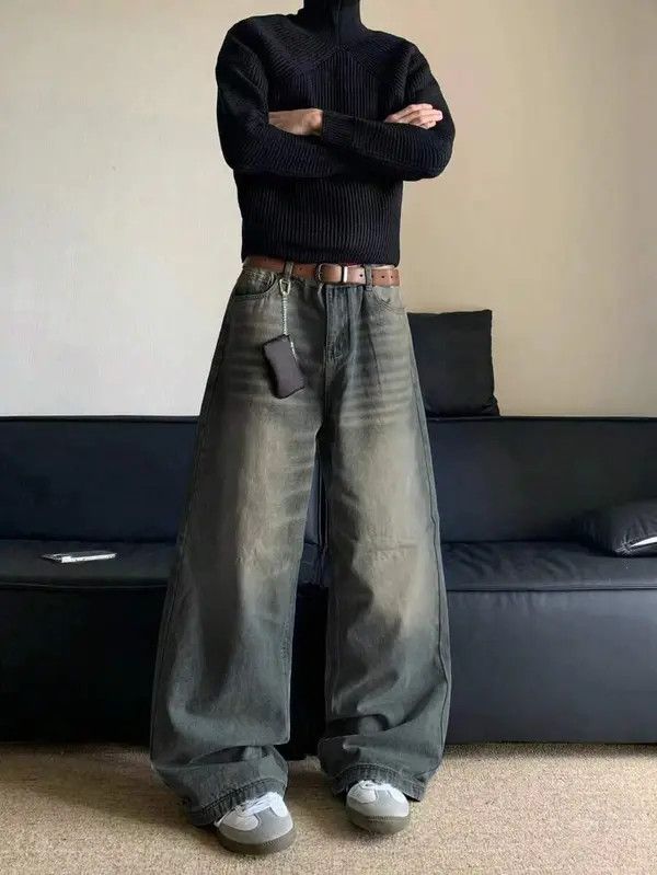 Jean Hirose x Maki Vintage Washed Retro Wide Leg Denim Jeans Size US 34 / EU 50 - 6 Thumbnail