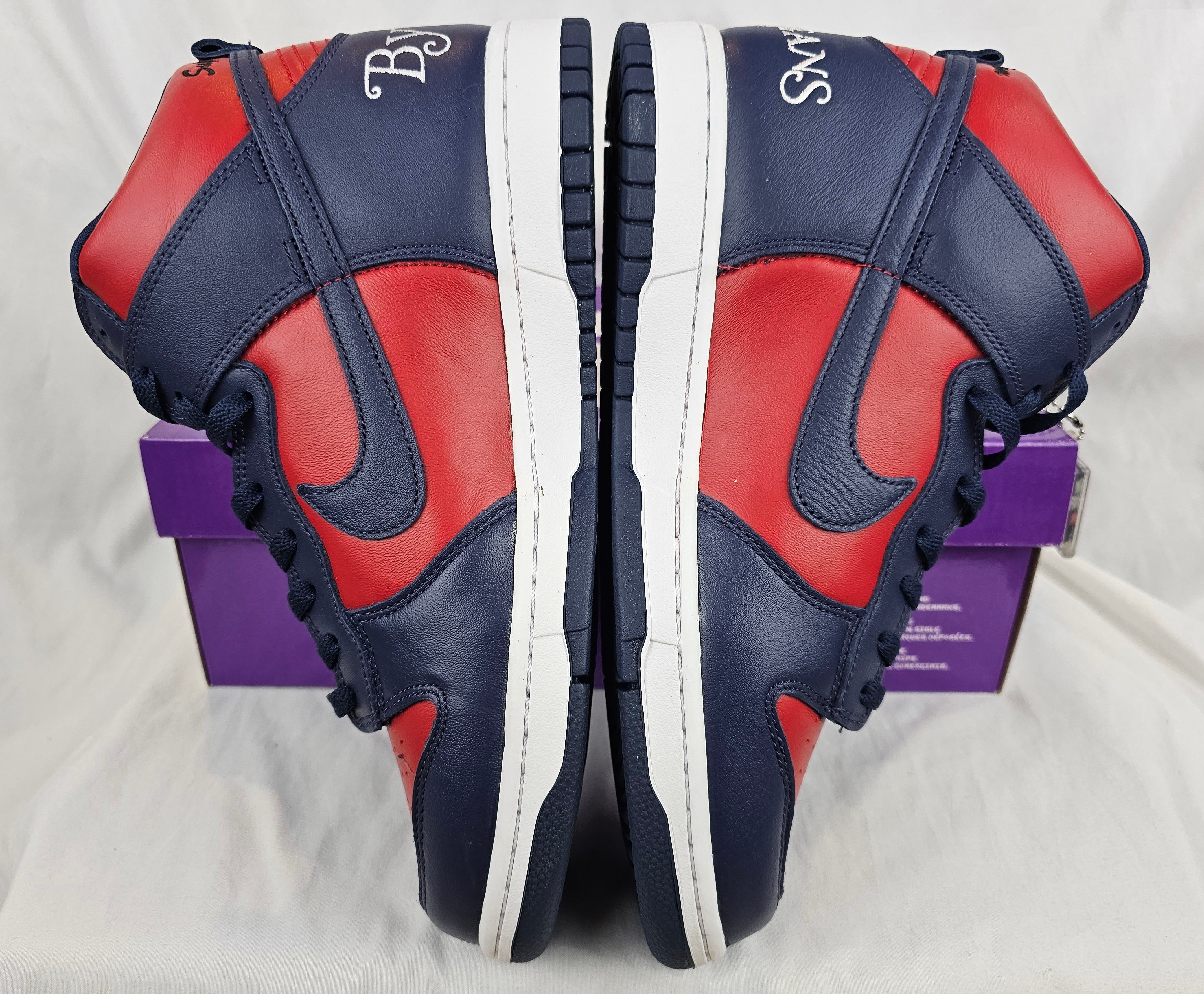 Nike × Supreme Supreme x Nike SB Dunk High "By Any Means" Navy Red Men's Size US 10 / EU 43 - 5 Thumbnail