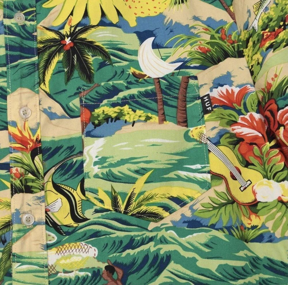 Huf Huf Men's M Hawaii Button Shirt Short Sleeve Size US M / EU 48-50 / 2 - 5 Thumbnail