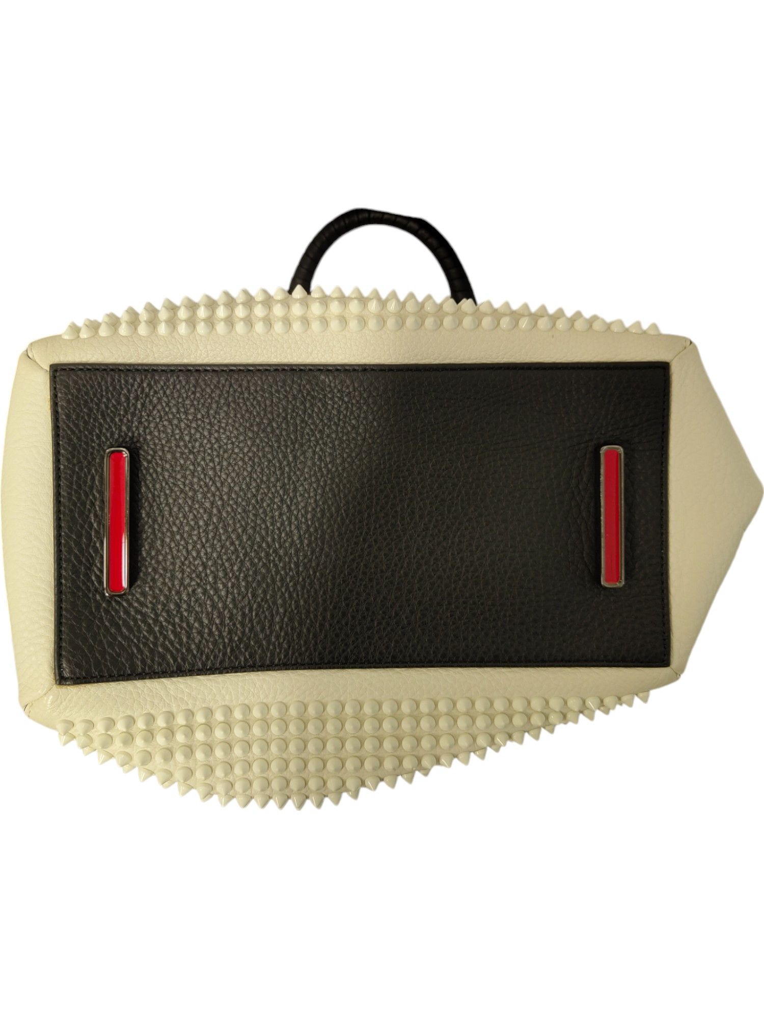 Christian Louboutin Cream White Panettone Spiked Bowler Bag With Black Handle Size ONE SIZE - 8 Thumbnail
