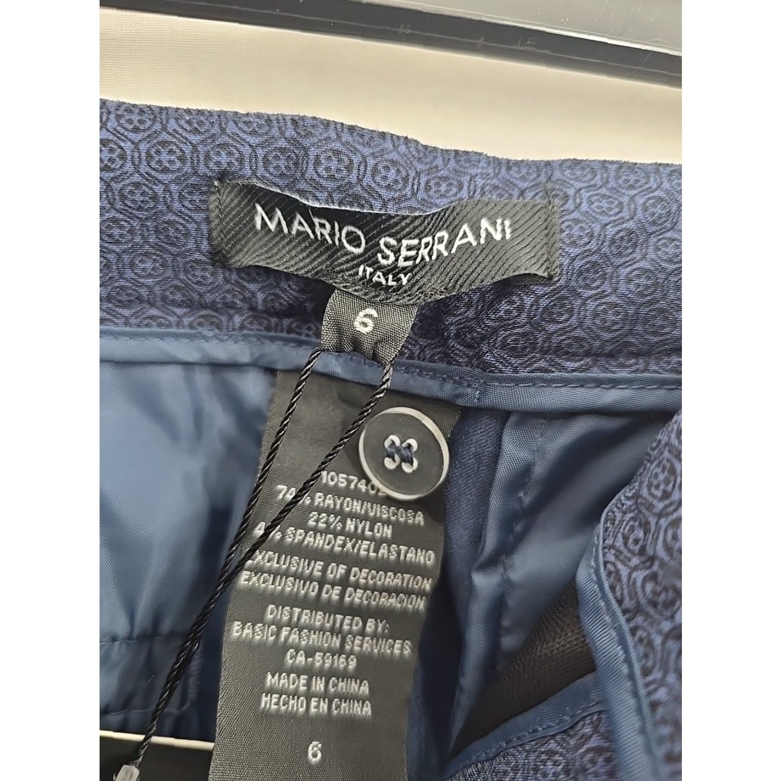 Vintage Mario Serrani Italy Women's Slim Fit Pants Navy Medallion 6x27 NWT Dress Pants Slimming 6 27 Womens HA Size 28" / US 6 / IT 42 - 6 Thumbnail