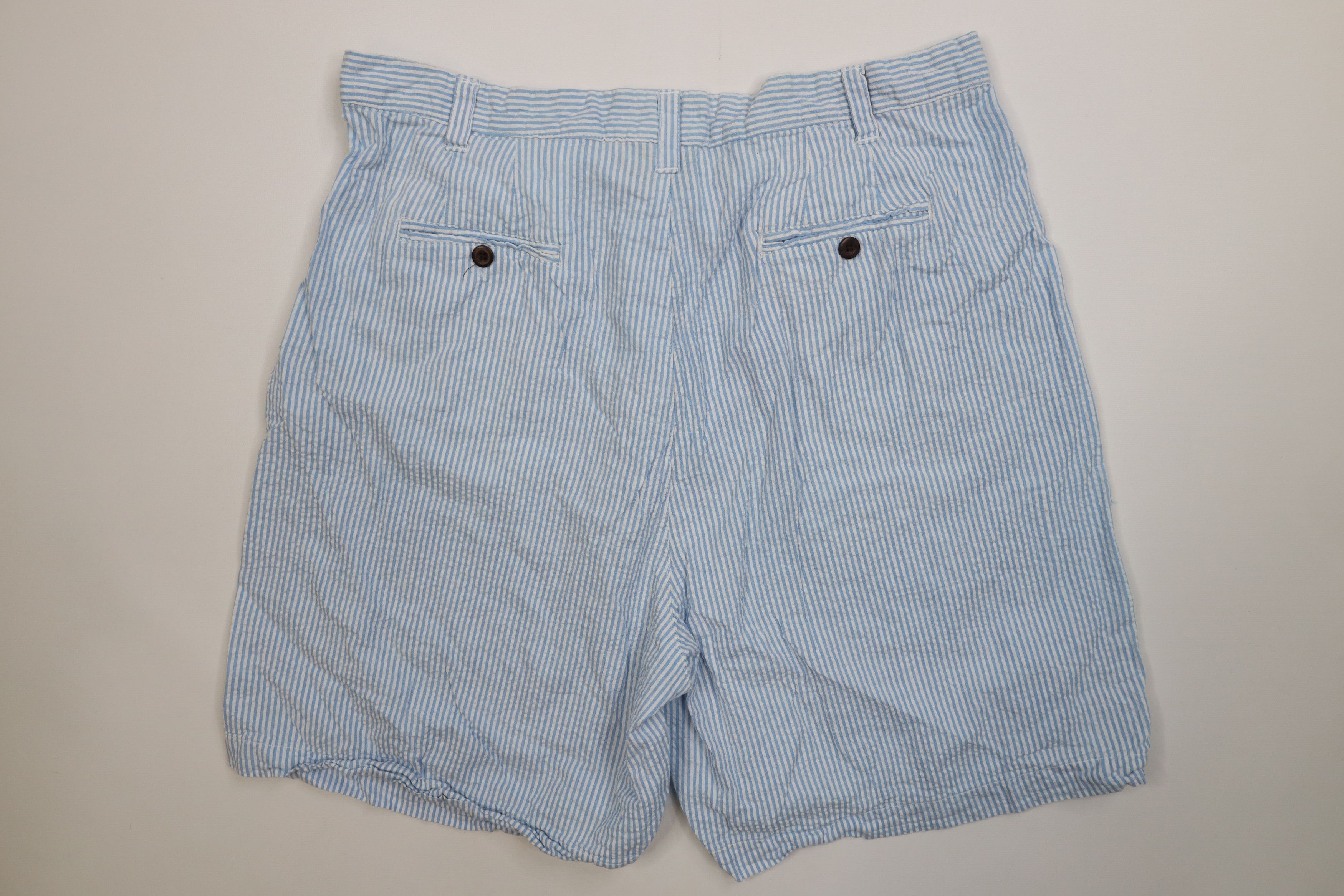Vintage Vintage 90s Streetwear Seersucker Chino Shorts Blue Size US 38 / EU 54 - 7 Thumbnail
