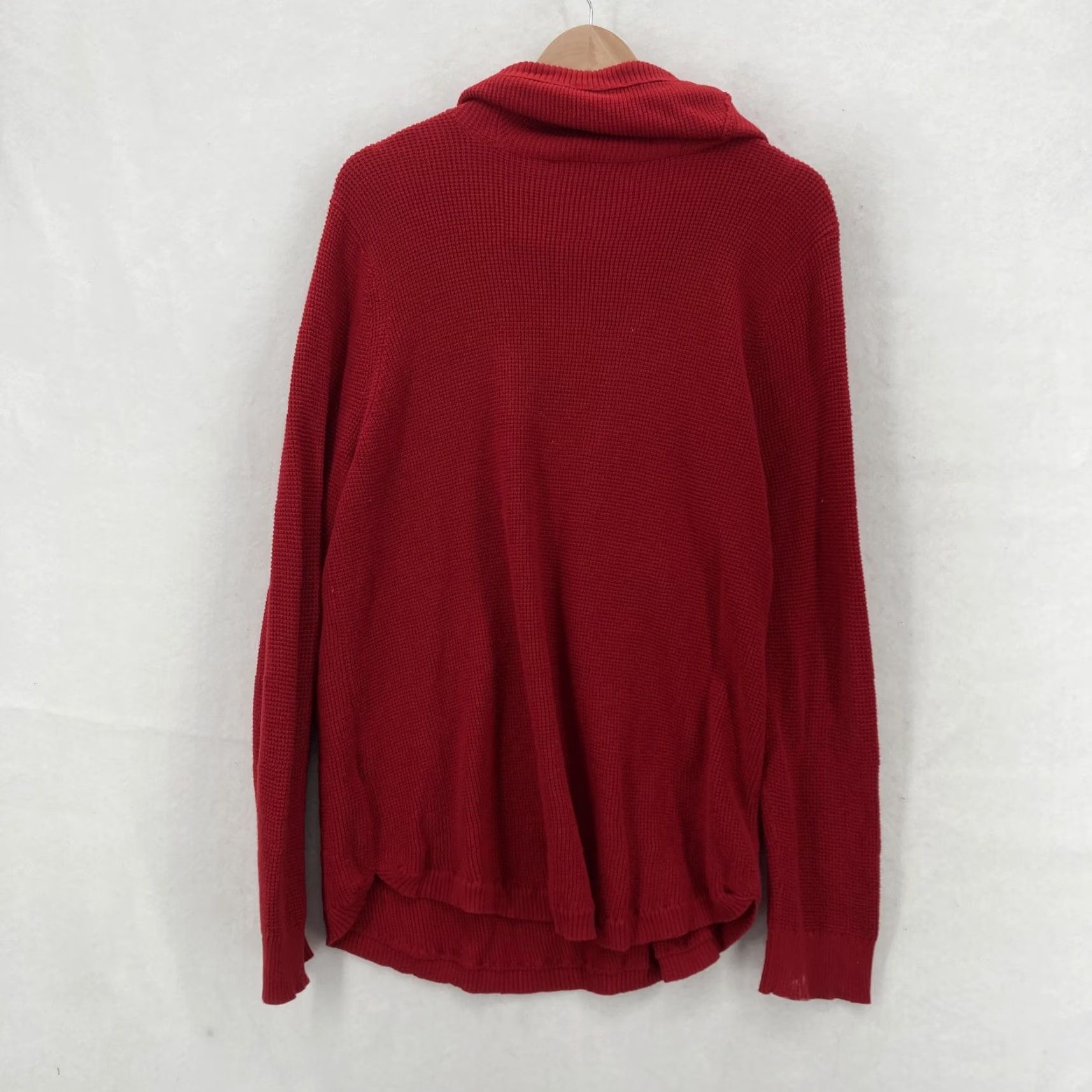 Ralph Lauren VINTAGE Lauren Ralph Lauren Sweater Womens 1X Red Cowl Neck Cotton Waffle Knit Pullover Size XL / US 12-14 / IT 48-50 - 7 Thumbnail