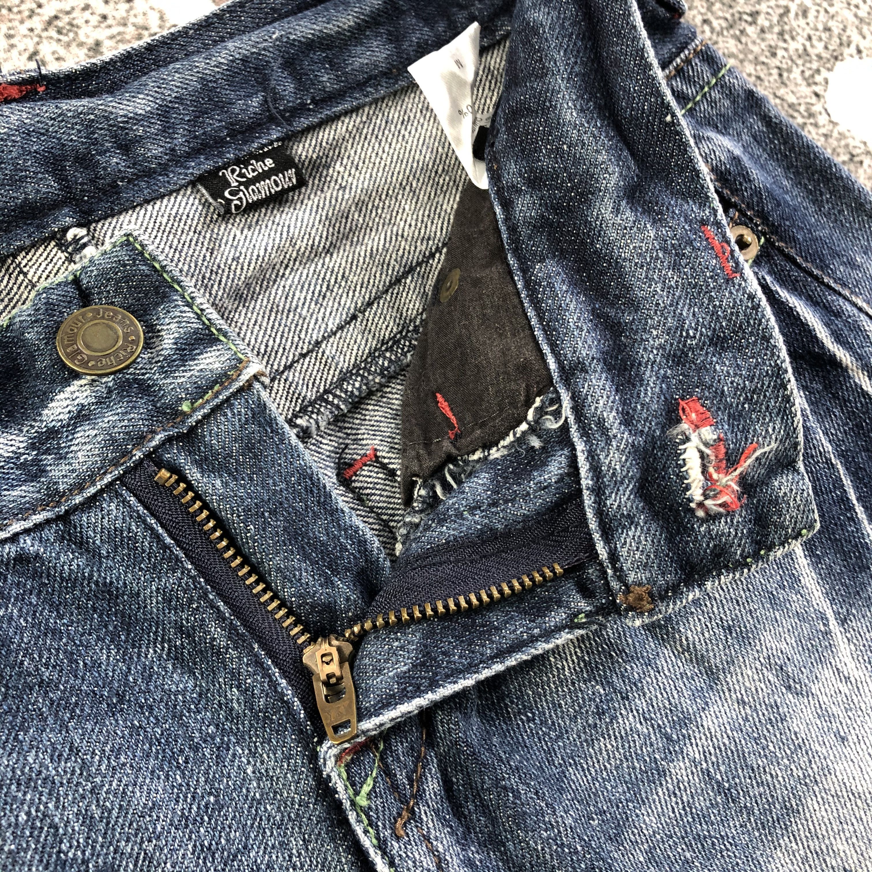 Japanese Brand Riche Glamour Jeans Faded Blue Flare Denim KJ1677 Size 29" - 8 Thumbnail