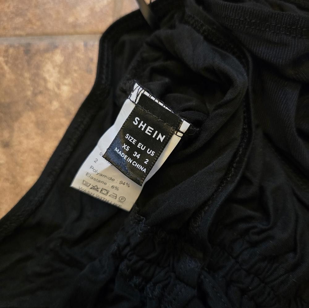 Shein Black Ruched Front SHEIN Crop Long Sleeve Size XS / US 0-2 / IT 36-38 - 3 Thumbnail