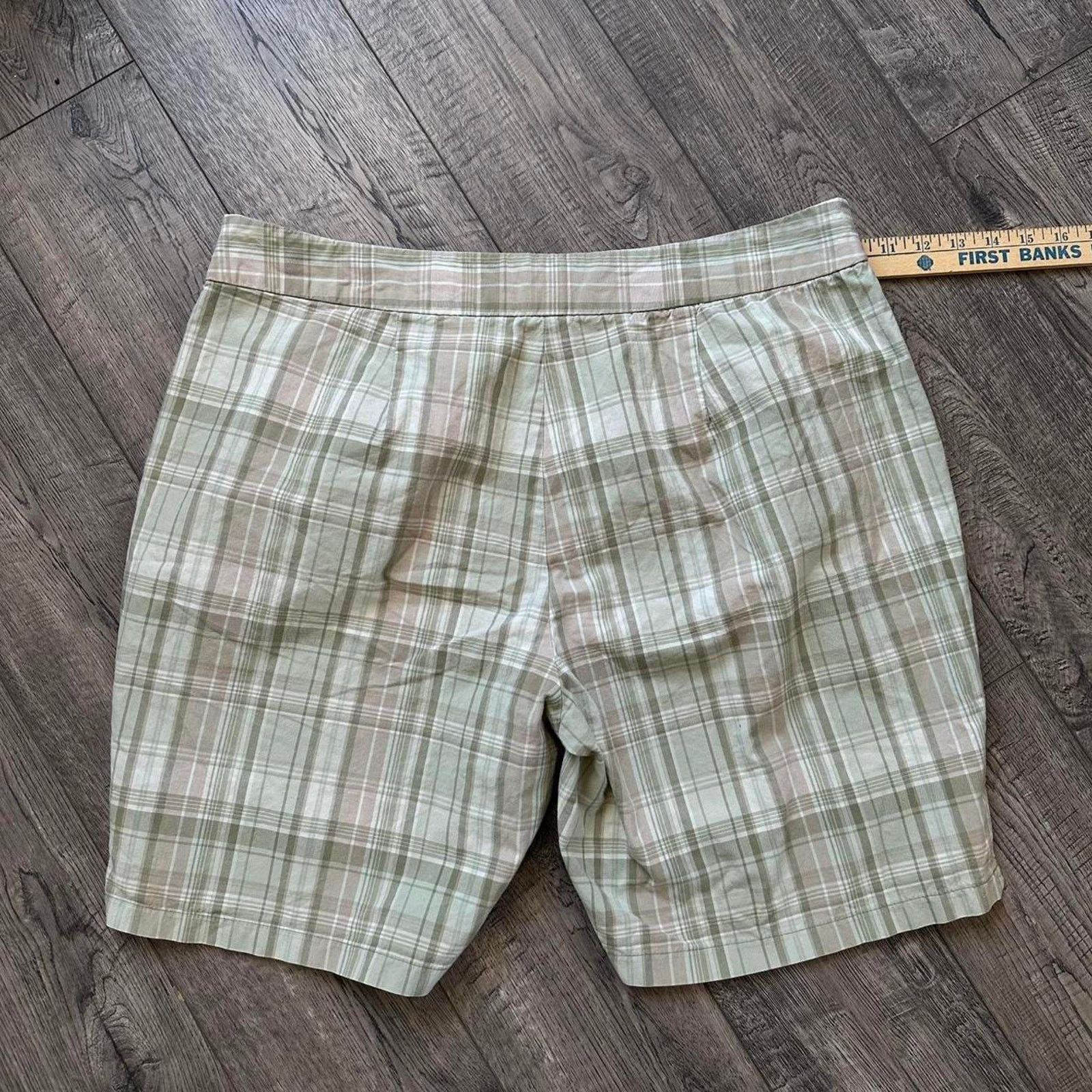 Vintage Vintage Pleated Plaid Gingham Cotton Shorts Size 35" - 7 Thumbnail