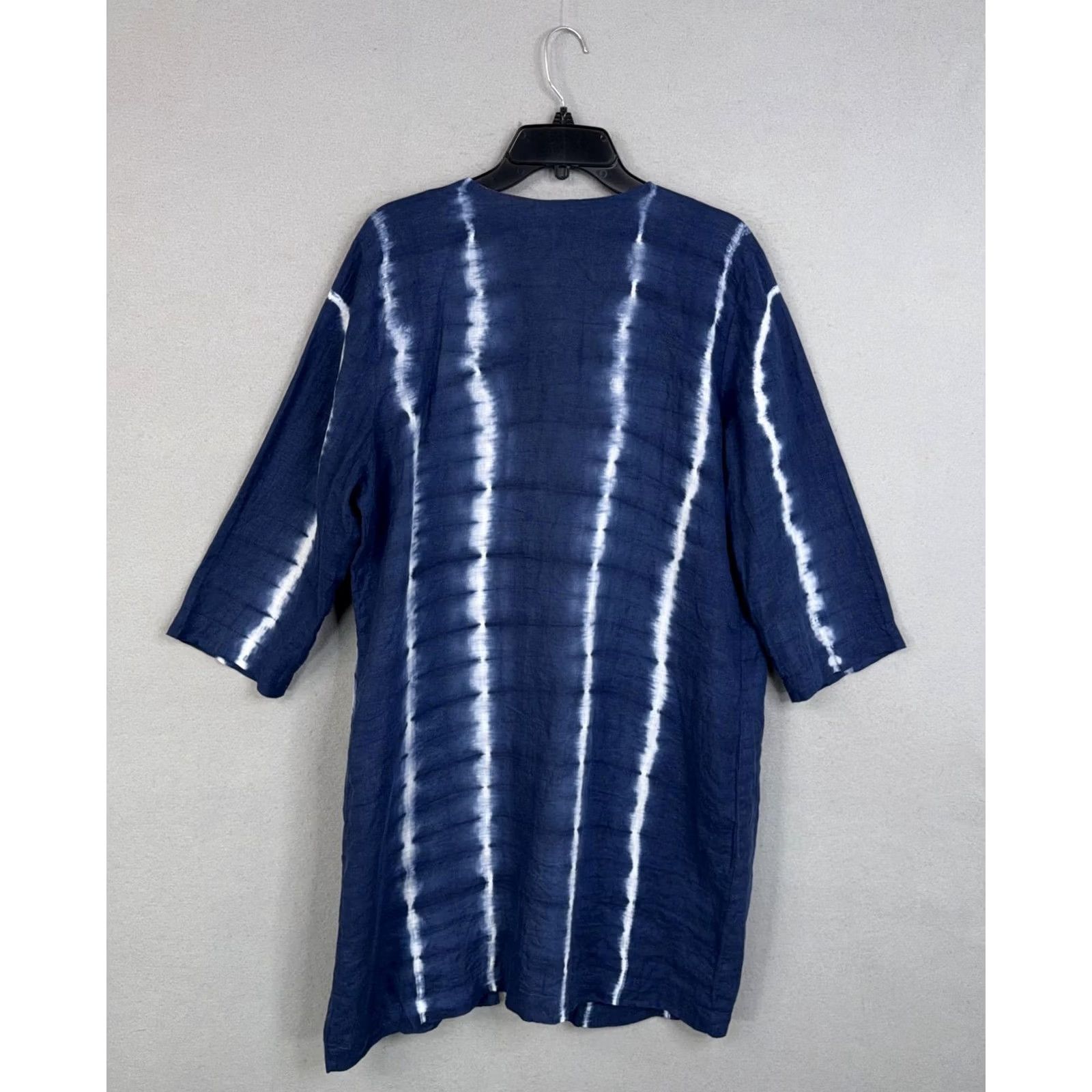 Vintage Chico's Kimono Jacket Womens 2 Blue White Tie Dye Linen Open Front Boho Chic Shirt Jacket Adult Regular XS-XL? Size XL / US 12-14 / IT 48-50 - 6 Thumbnail