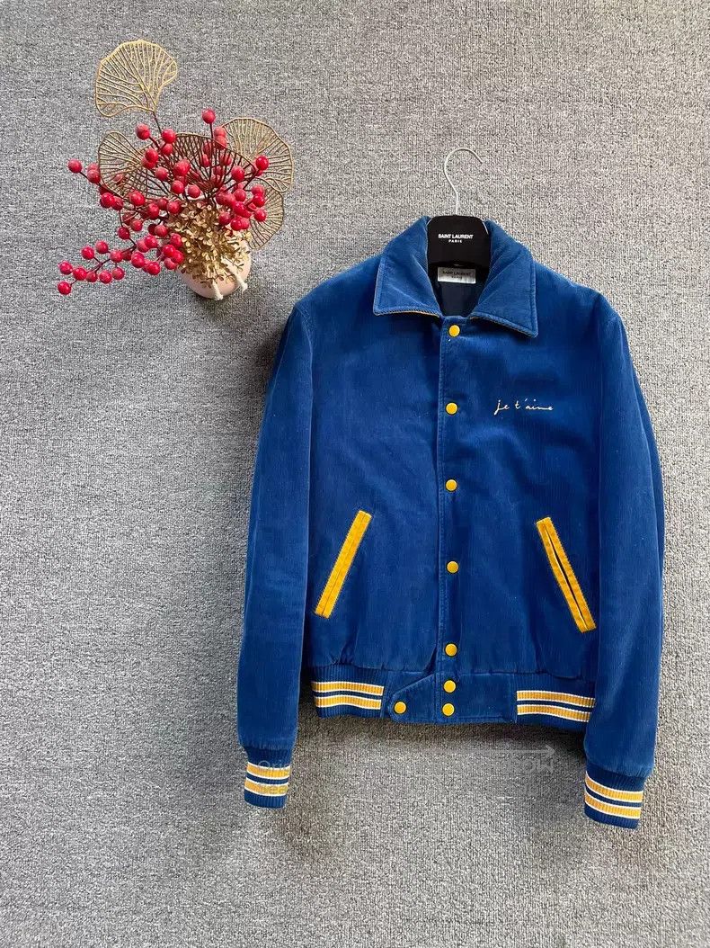 Saint Laurent Paris Saint Laurent Paris Embroidered Blue Corduroy Quilted Base Size US S / EU 44-46 / 1 - 1 Thumbnail