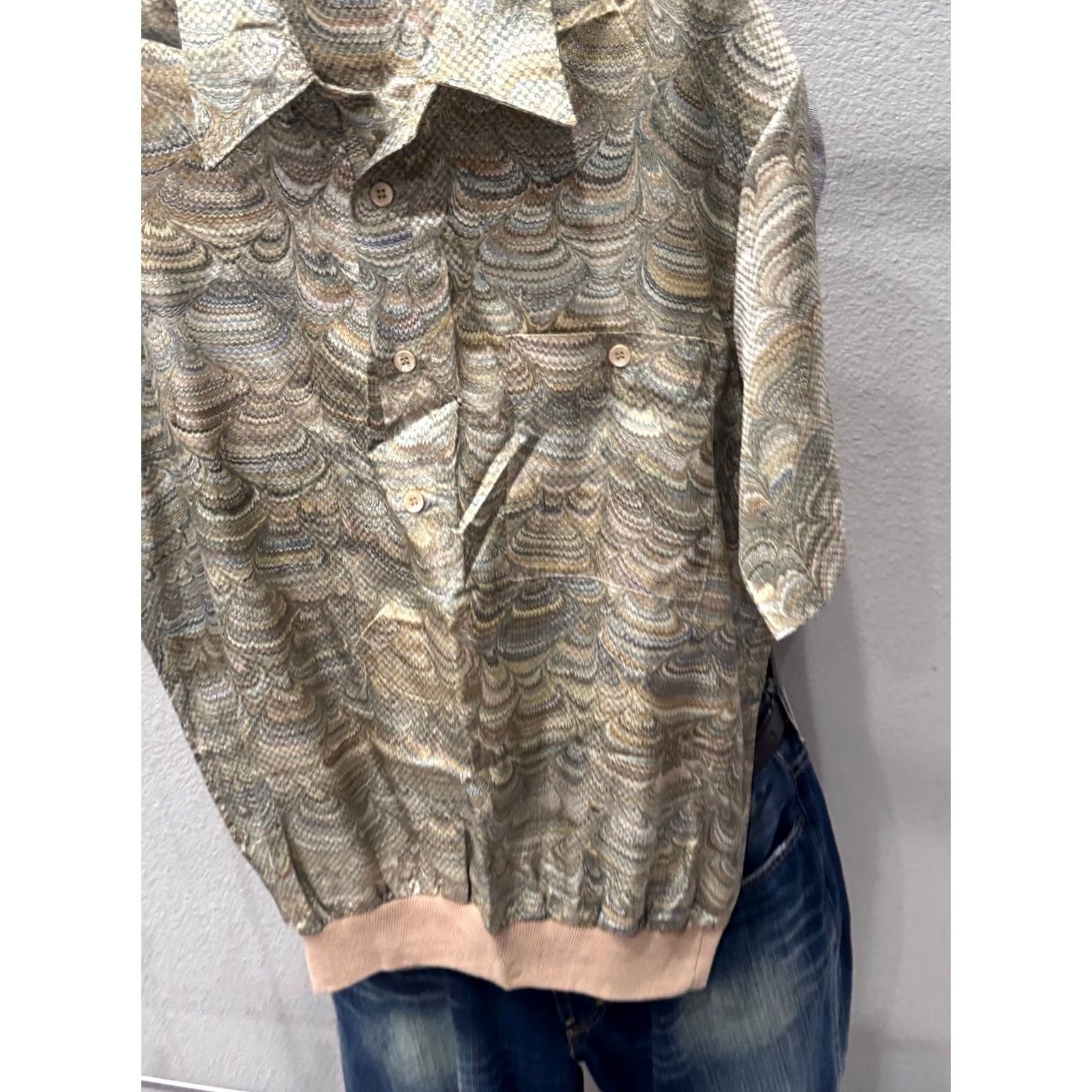 Vintage Alan Stuart POLO SHIRT Retro Banded Paisley Satin Medium M Mens Size US M / EU 48-50 / 2 - 3 Thumbnail
