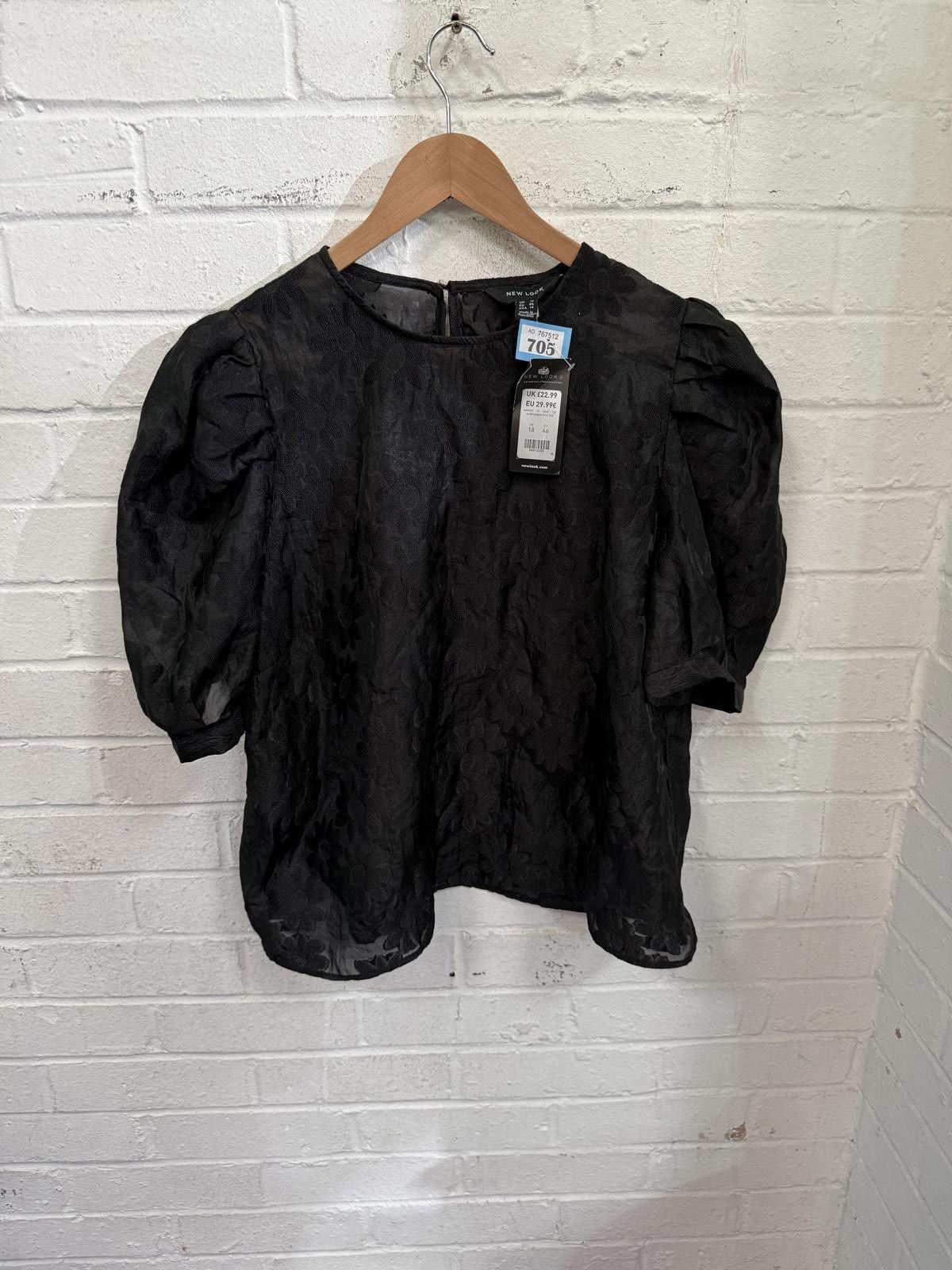 New Look New Look Black Puff Sleeve Blouse UK 18 EU 46 USA 14 Size XL / US 12-14 / IT 48-50 - 1 Thumbnail