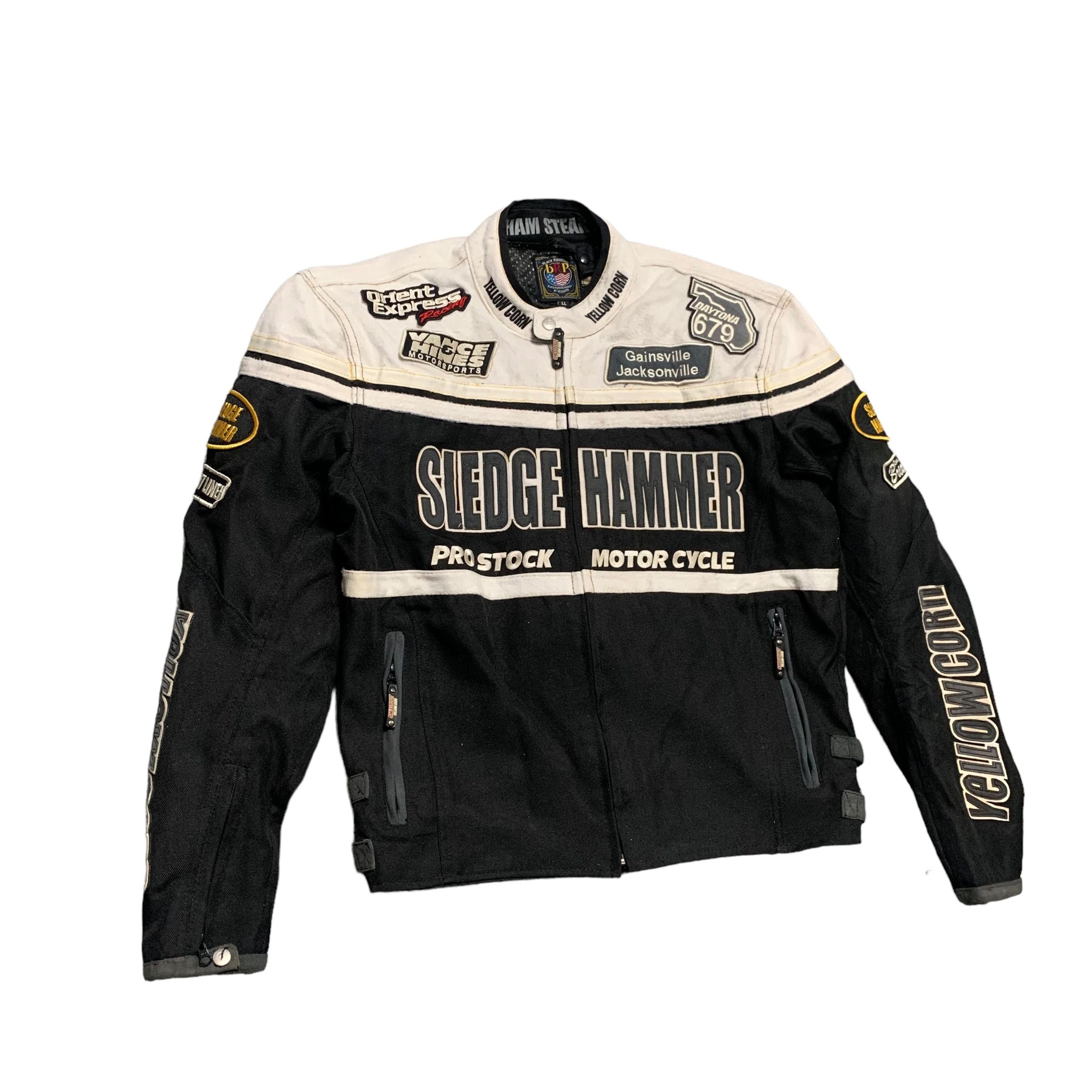 Vintage Yellow Corn Sledge Hammer Motorcycle Biker Jacket