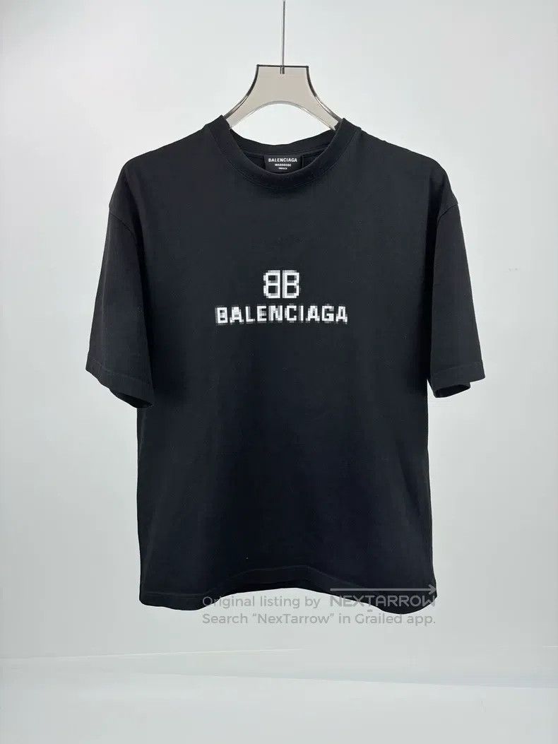Balenciaga Balenciaga Black Blurred Mosaic Logo Short Sleeve Size US XXS / EU 40 - 1 Thumbnail