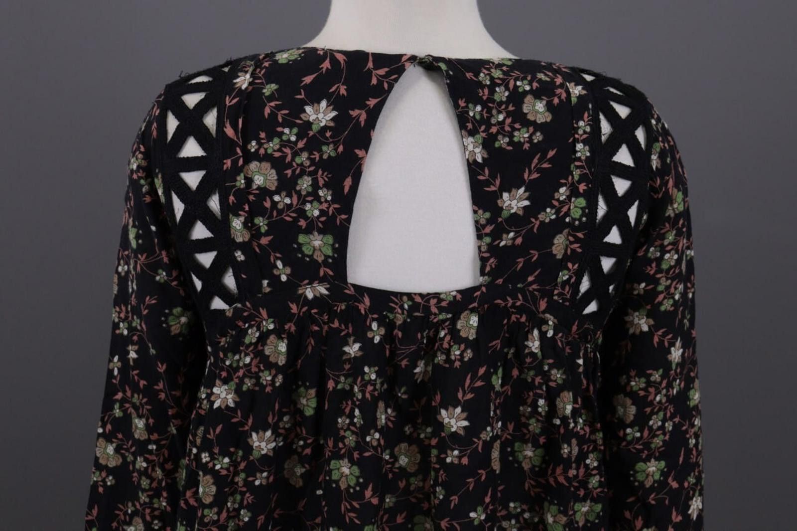 Wilkes Bashford BA&SH Fraja Black Floral A-Line Short Dress Size 0 Size XS / US 0-2 / IT 36-38 - 9 Thumbnail
